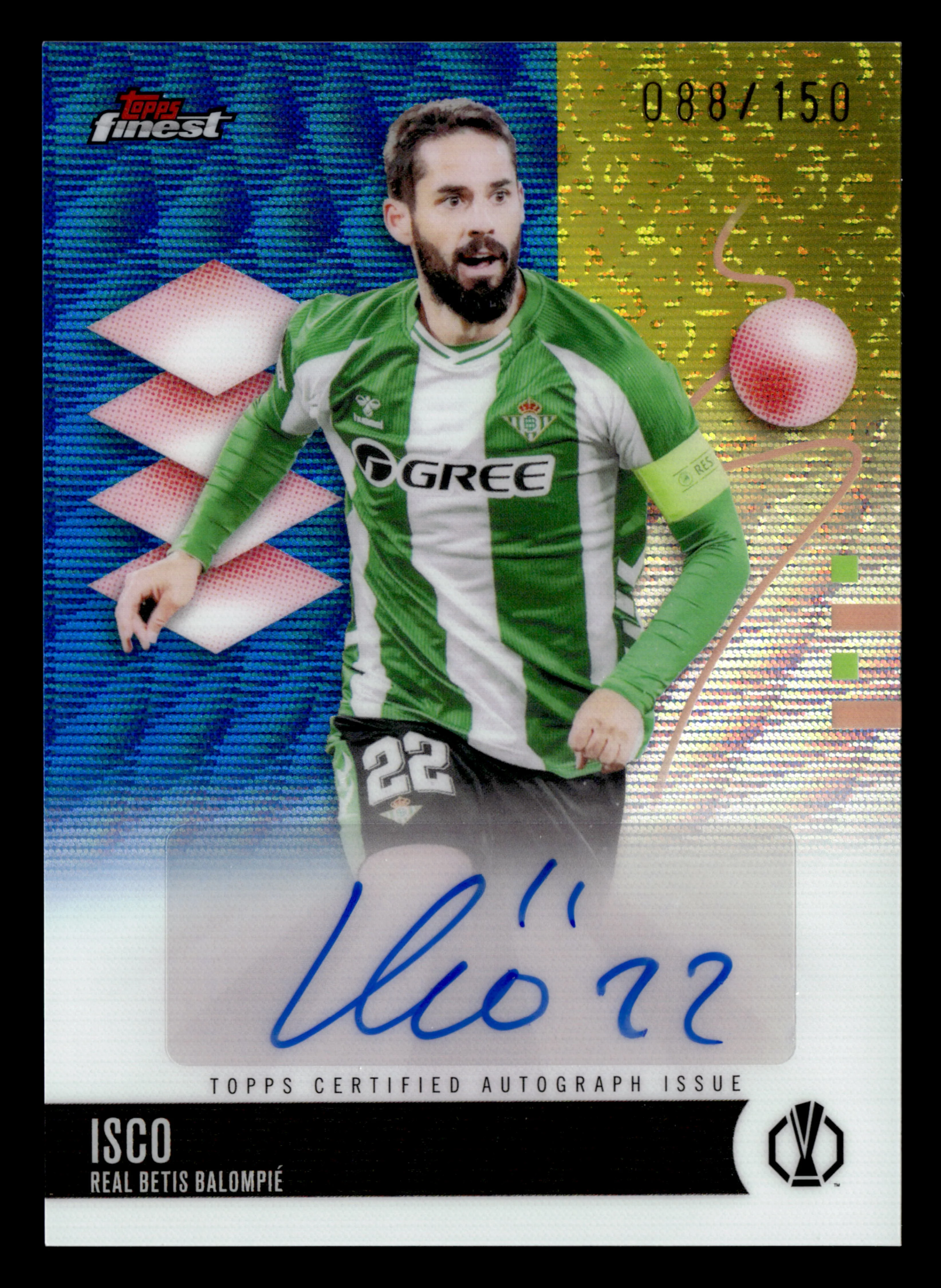 2025-26 Finest UCC #BA-IS Isco Base Autographs Blue Wave Refractor #/150