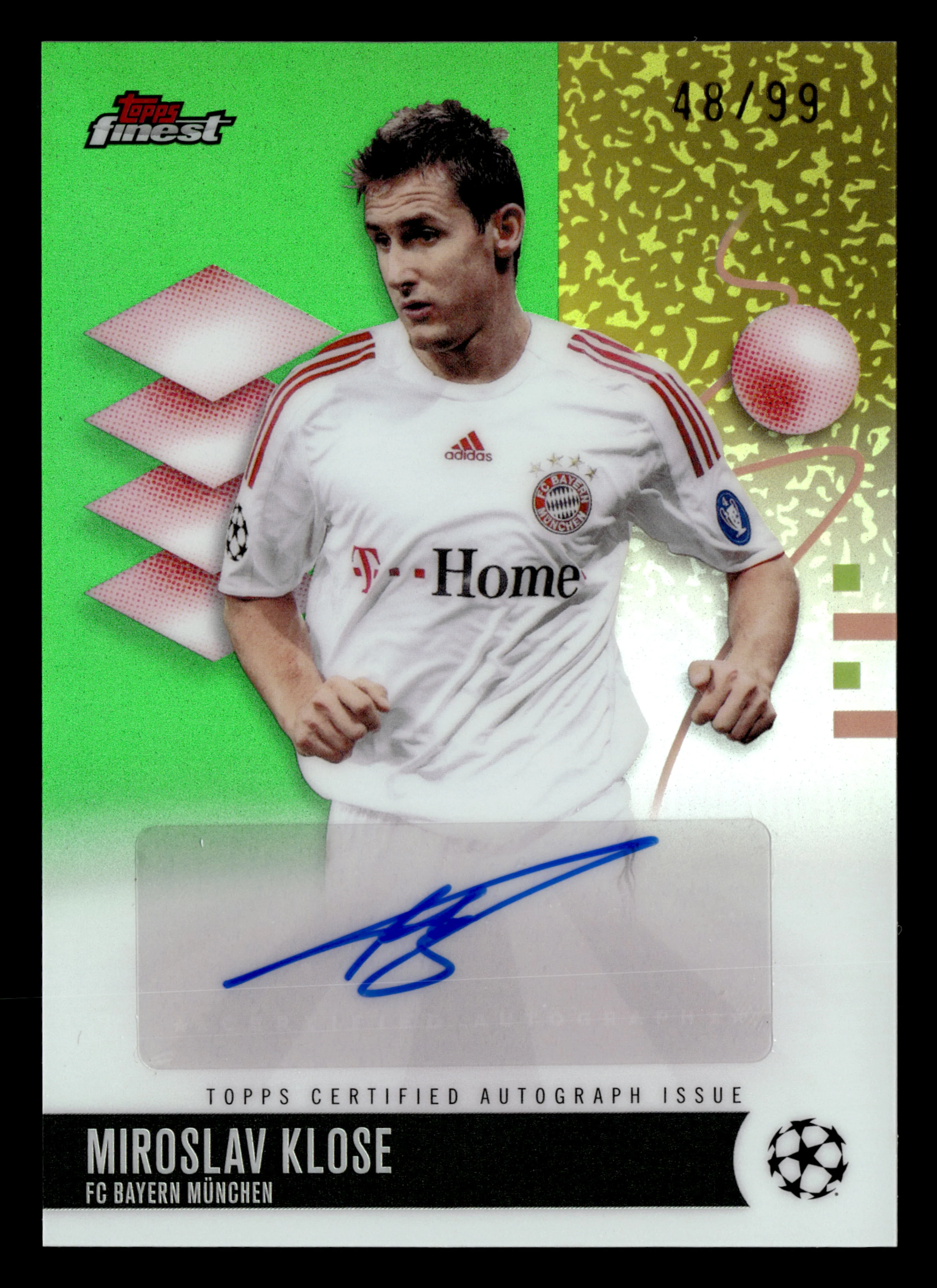2025-26 Finest UCC #BA-KL Miroslav Klose Base Autographs Green Refractor #/99