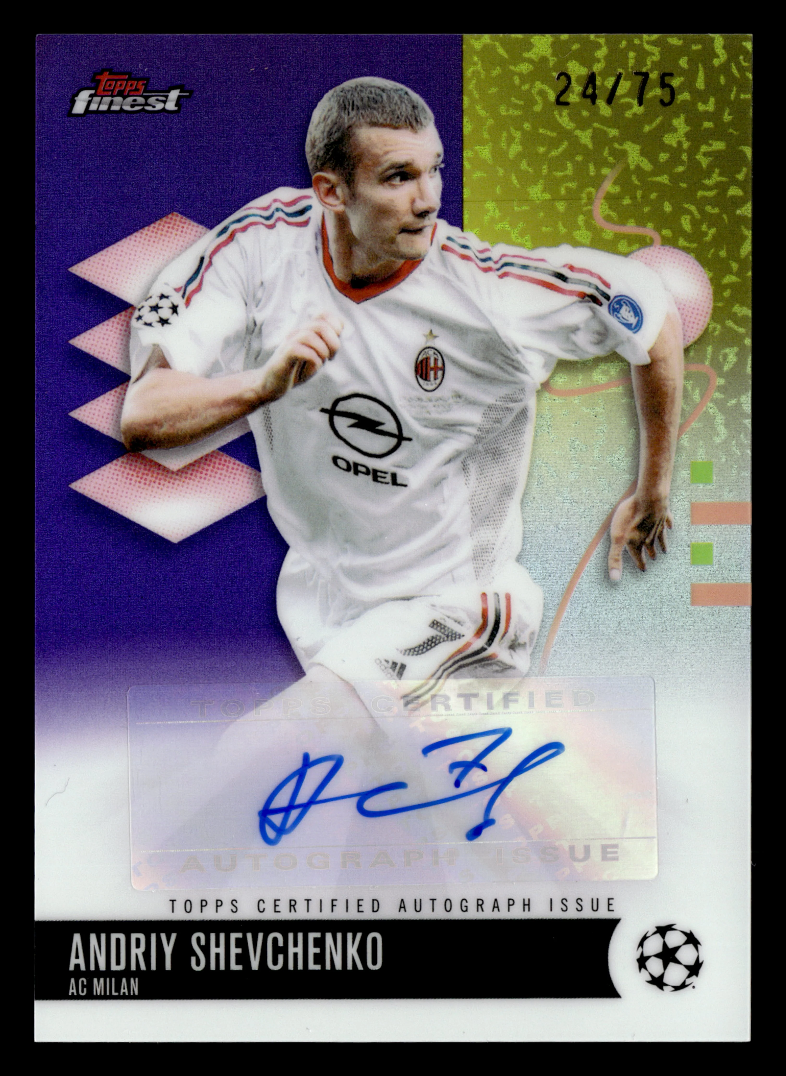 2025-26 Finest UCC #BA-SH Andriy Shevchenko Base Auto Purple Refractor #/75
