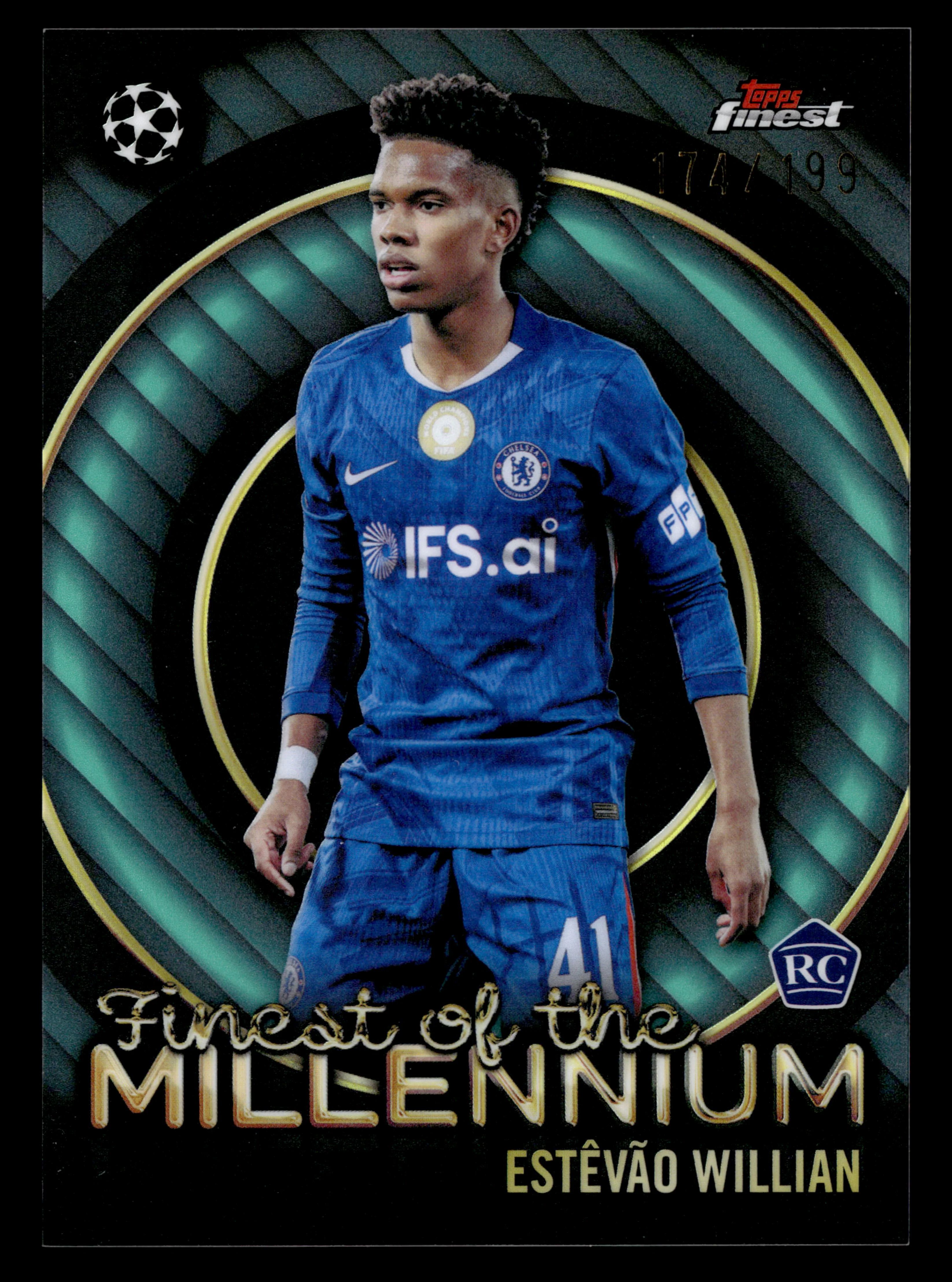 2025-26 Finest UCC #FM-5 Estêvão Willian FotM Aqua Refractor #/199