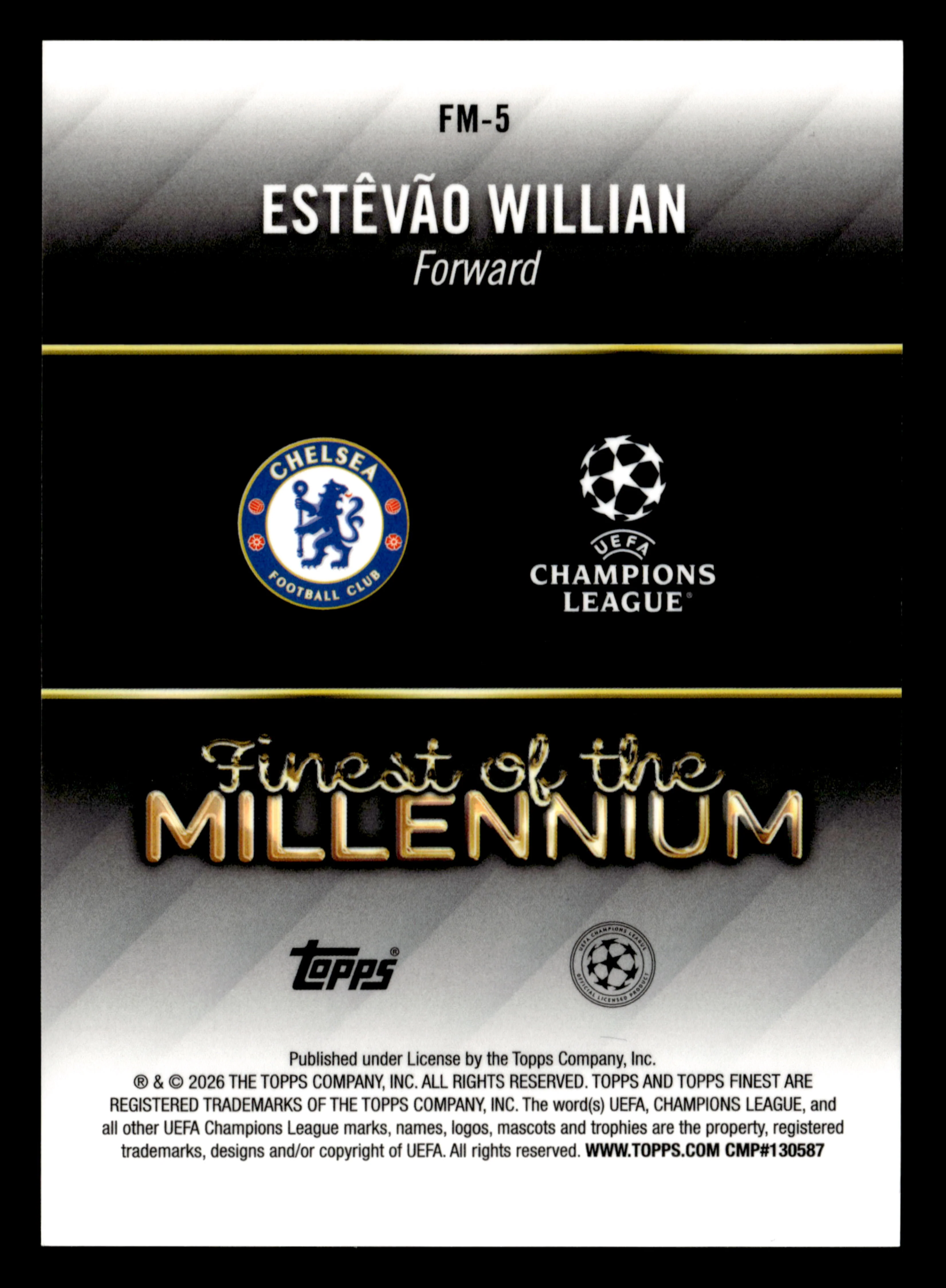 2025-26 Finest UCC #FM-5 Estêvão Willian FotM Aqua Refractor #/199 - Image 2