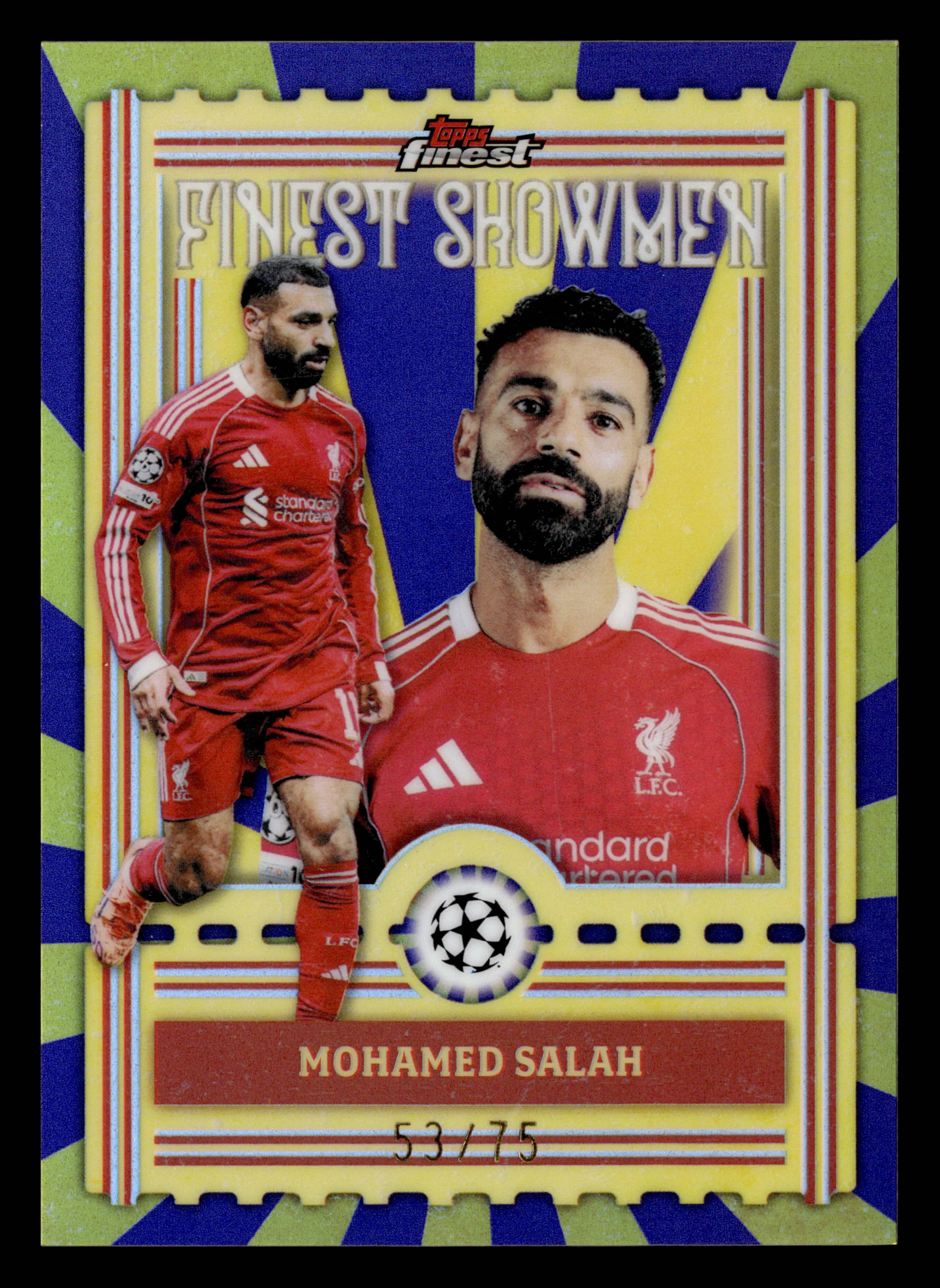 2025-26 Finest UCC #FS-9 Mohamed Salah Finest Showmen Purple Refractor #/75