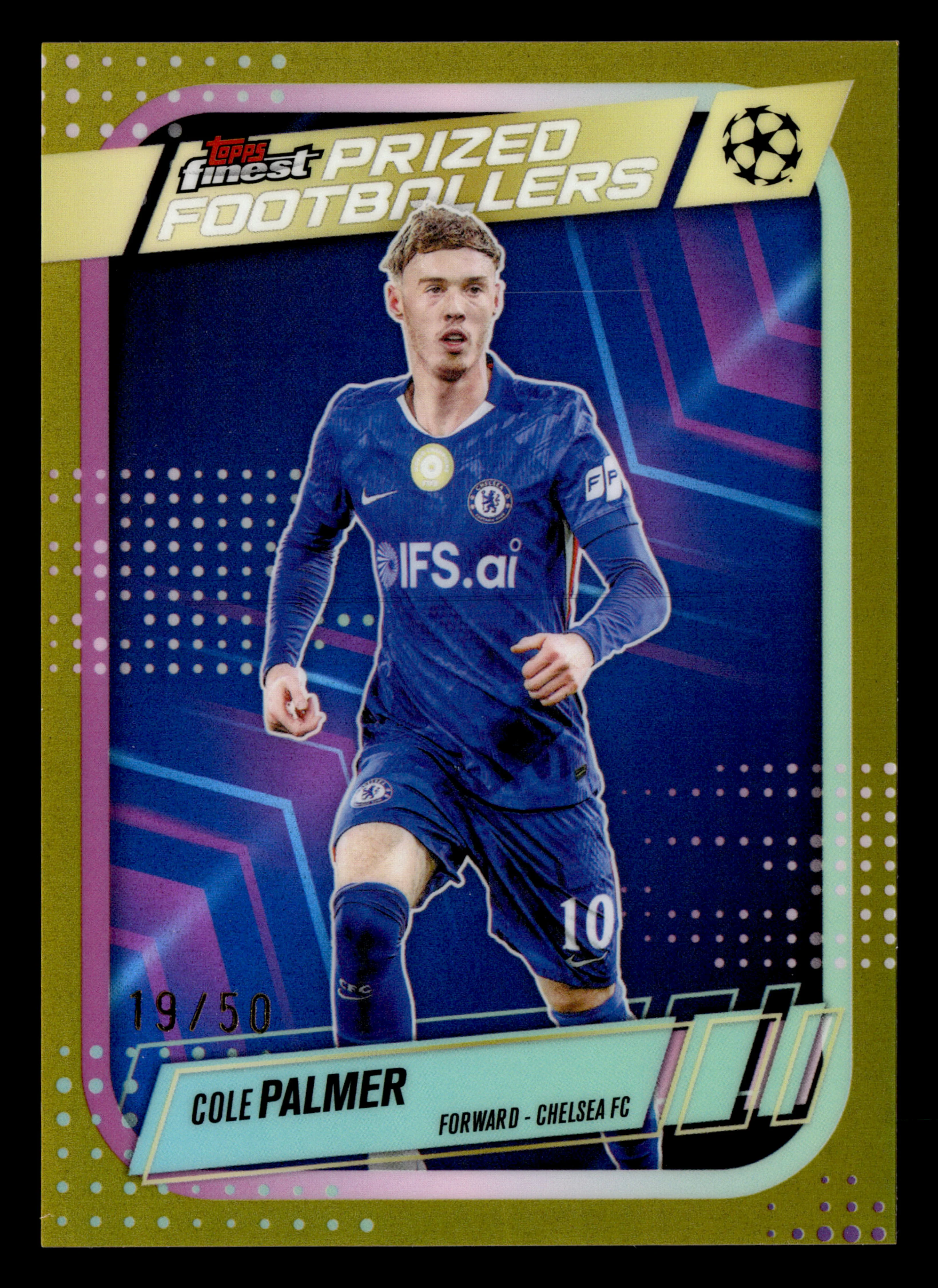 2025-26 Finest UCC #PF-19 Cole Palmer Prized Footballers Gold Refractor #/50