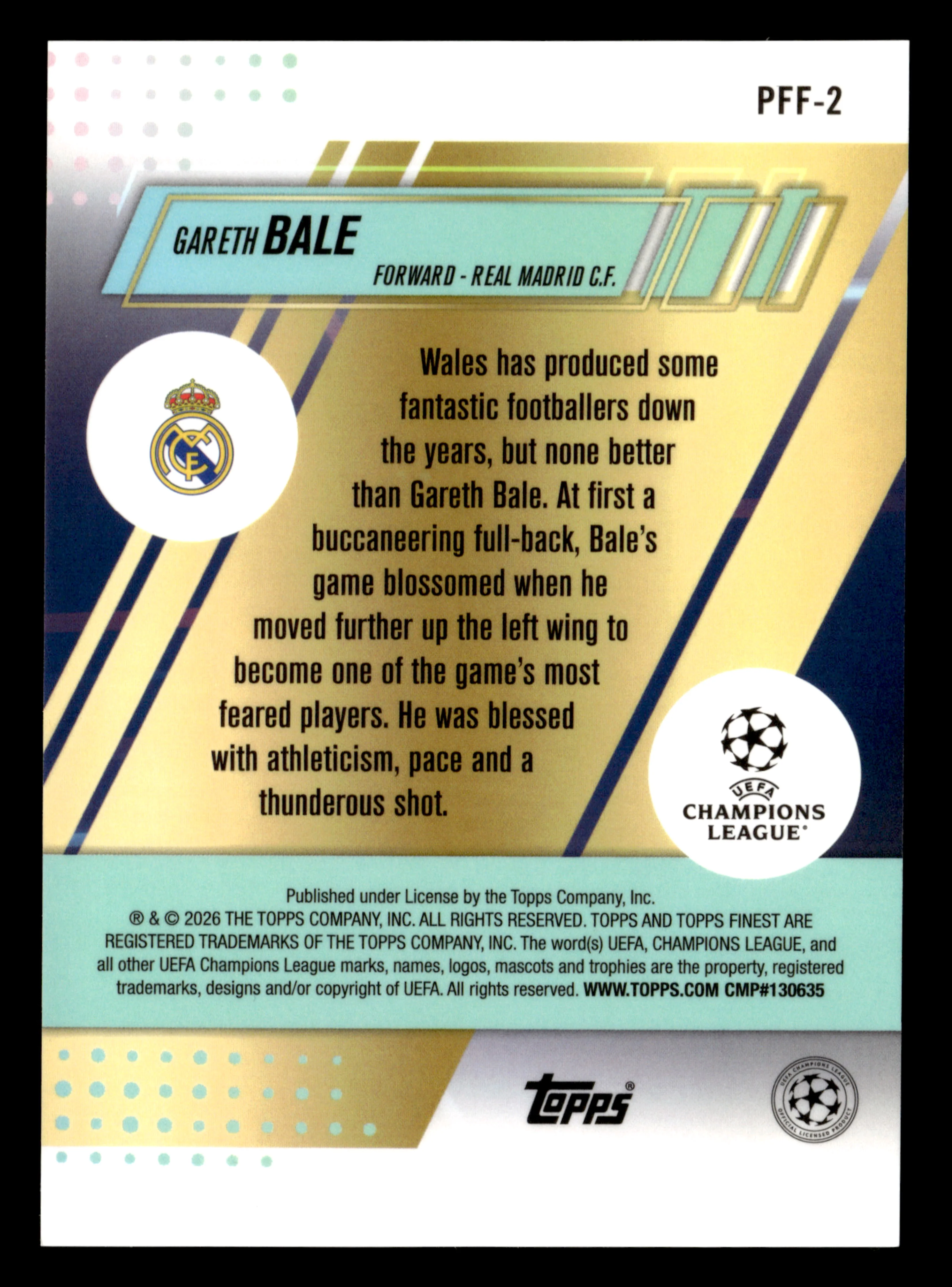 2025-26 Finest UCC #PFF-2 Gareth Bale Prized Footballers Fusion Variations - Image 2