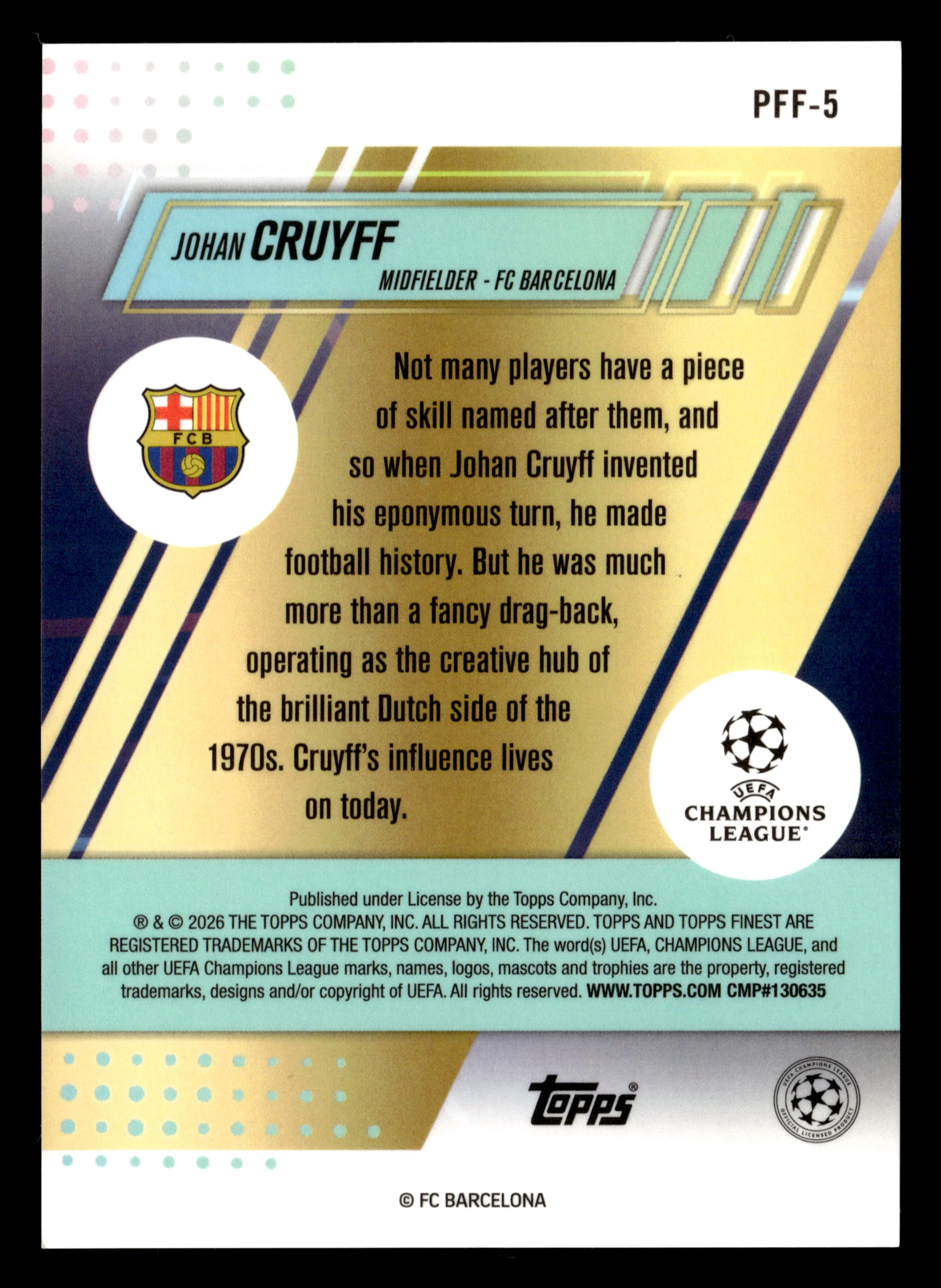 2025-26 Finest UCC #PFF-5 Johan Cruyff Prized Footballers Fusion Variations - Image 2