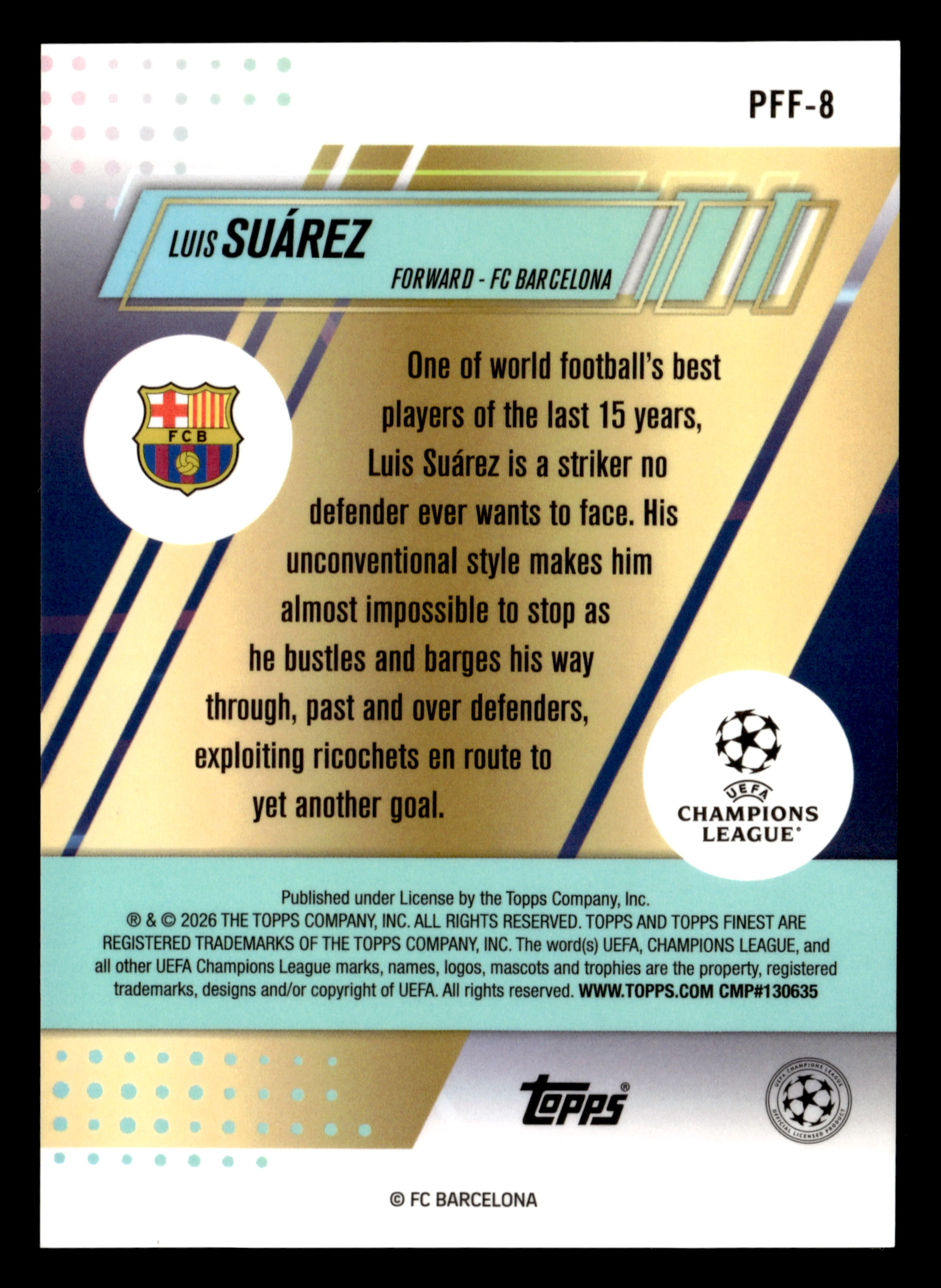 2025-26 Finest UCC #PFF-8 Luis Suárez Prized Footballers Fusion Variations - Image 2