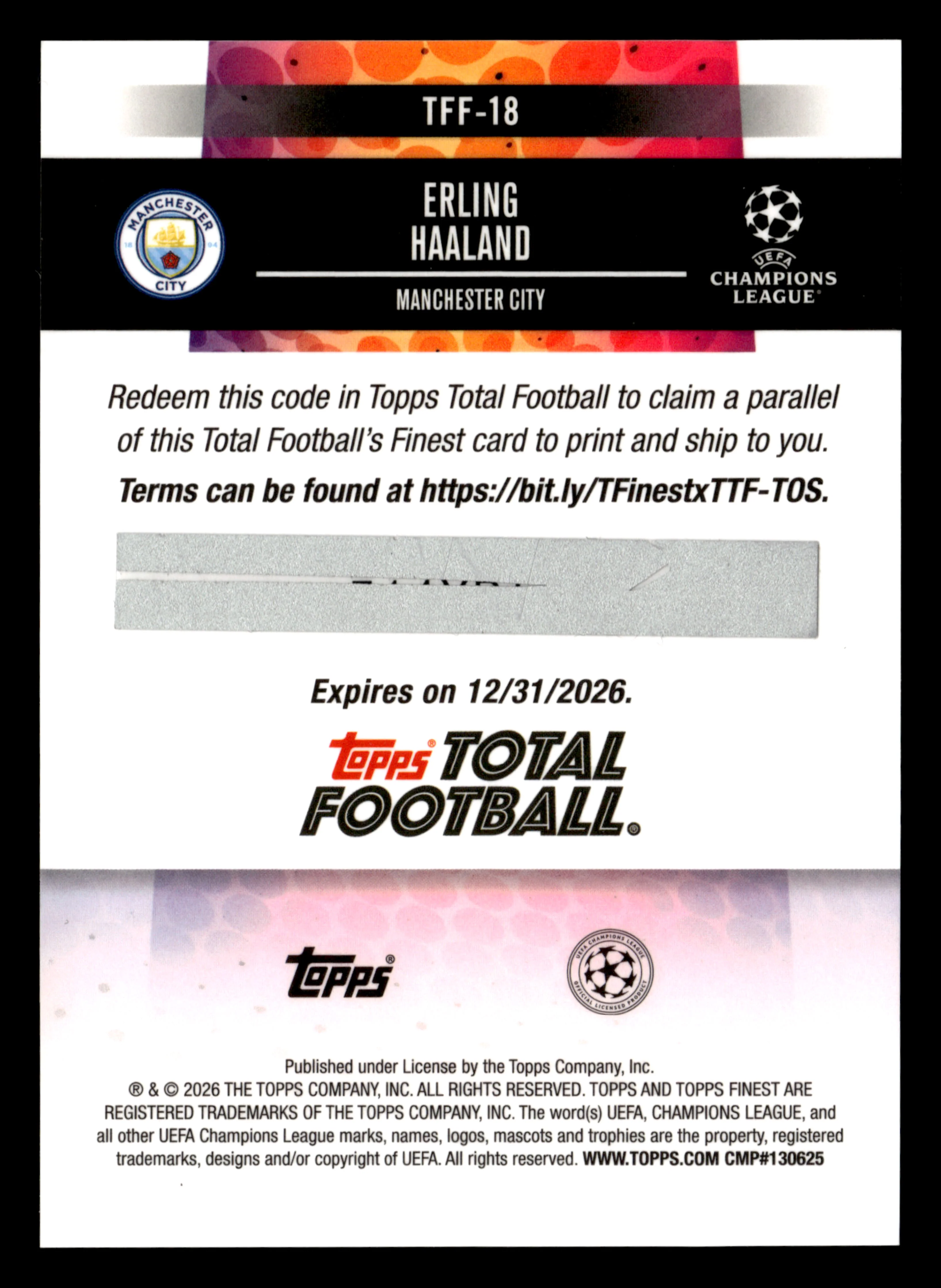 2025-26 Finest UCC #TFF-18 Erling Haaland Total Football's Finest - Image 2