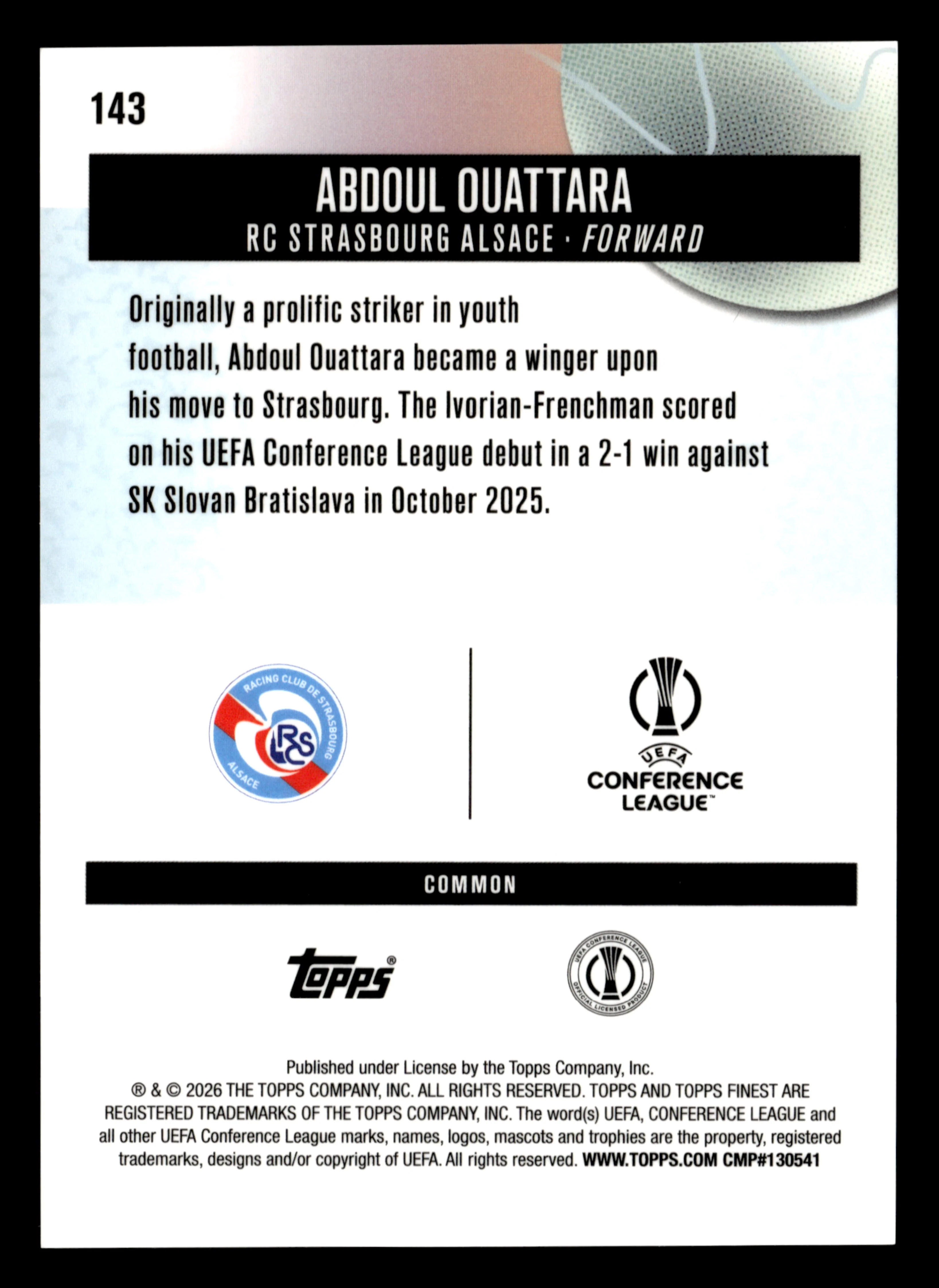 2025-26 Finest UEFA Club Competitions #143 Abdoul Ouattara Green Refractor #/75 - Image 2