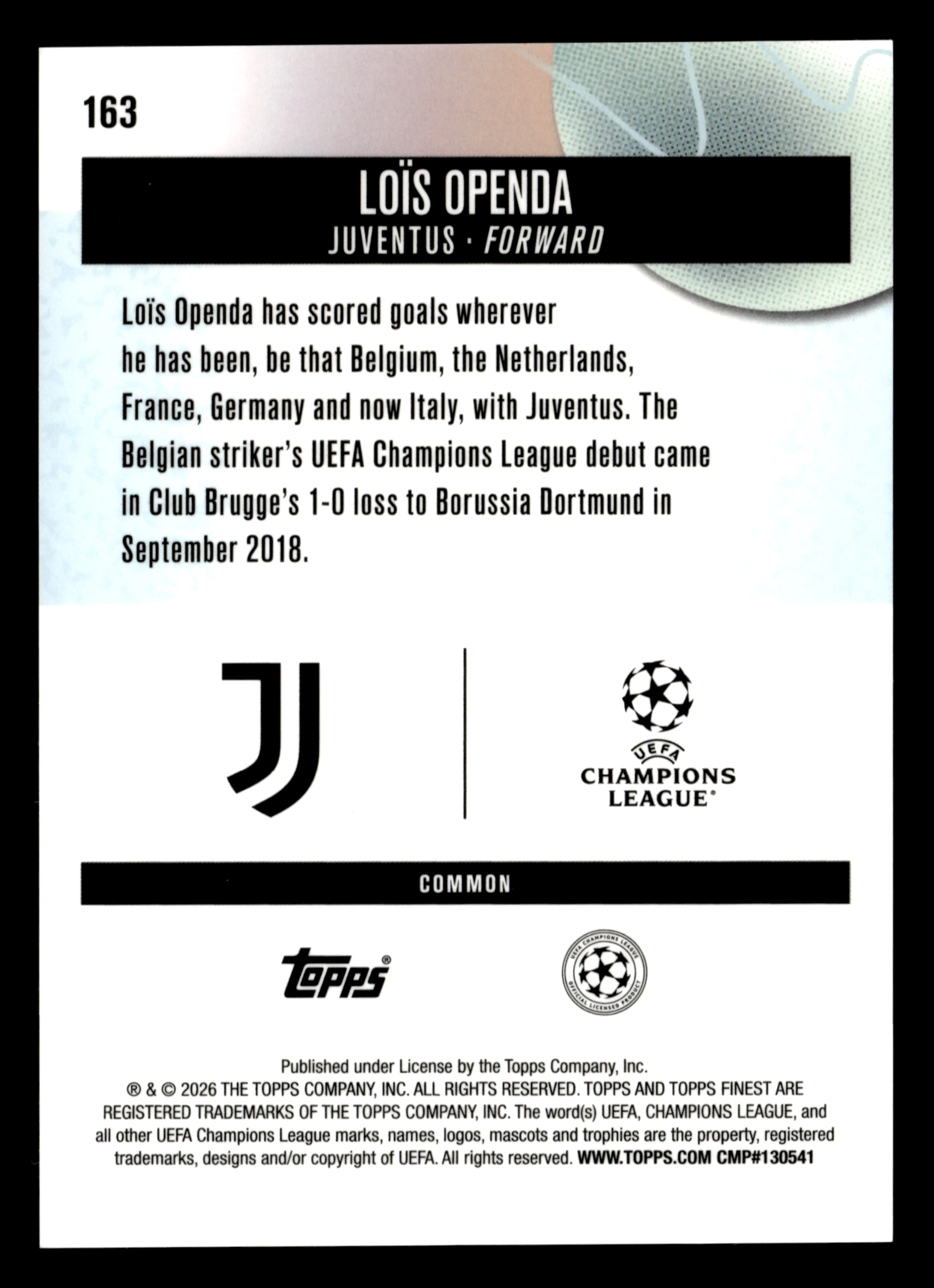 2025-26 Finest UEFA Club Competitions #163 Loïs Openda Oil Spill Refractor - Image 2