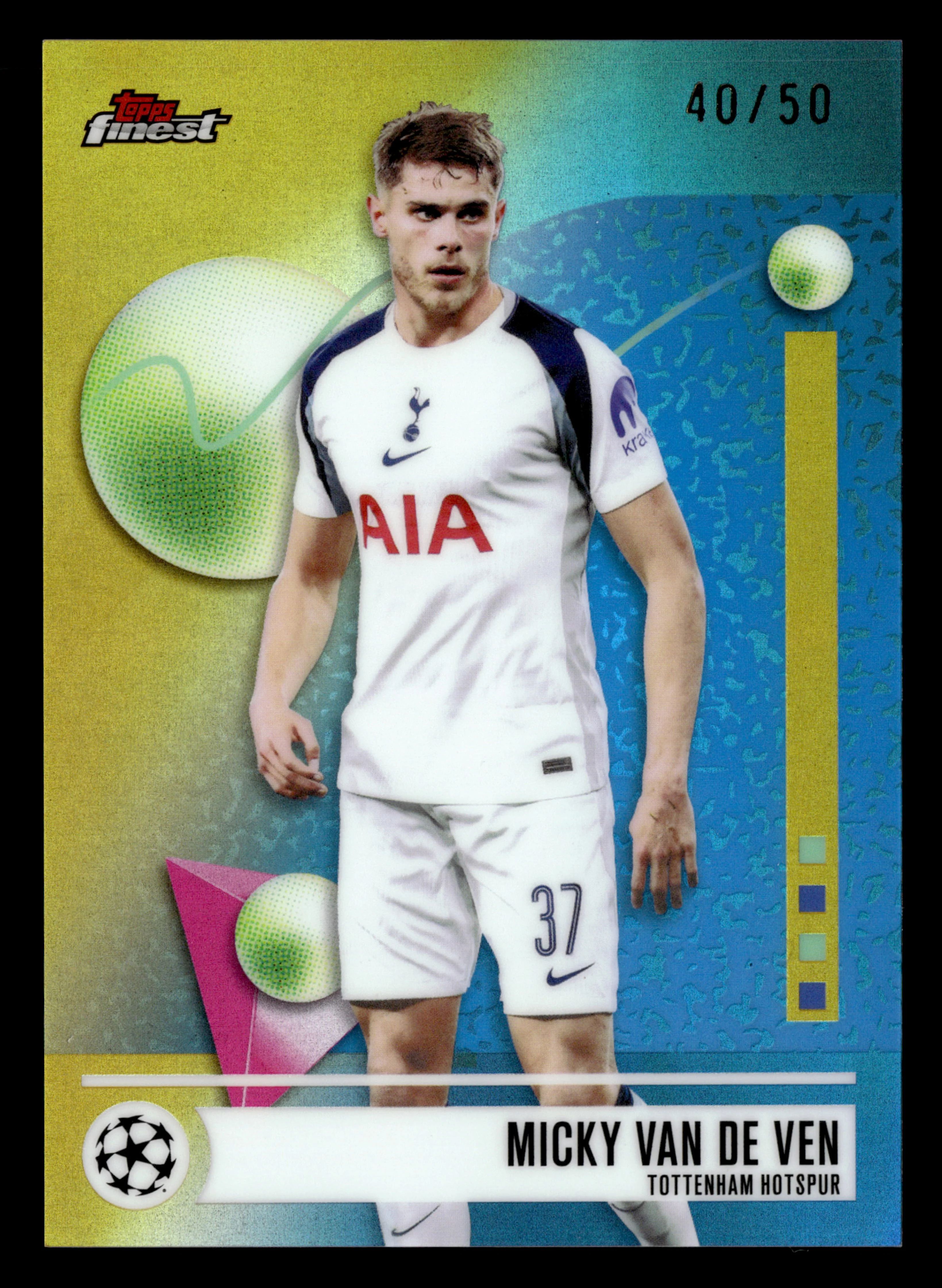 2025-26 Finest UEFA Club Competitions #197 Micky van de Ven Gold Refractor #/50