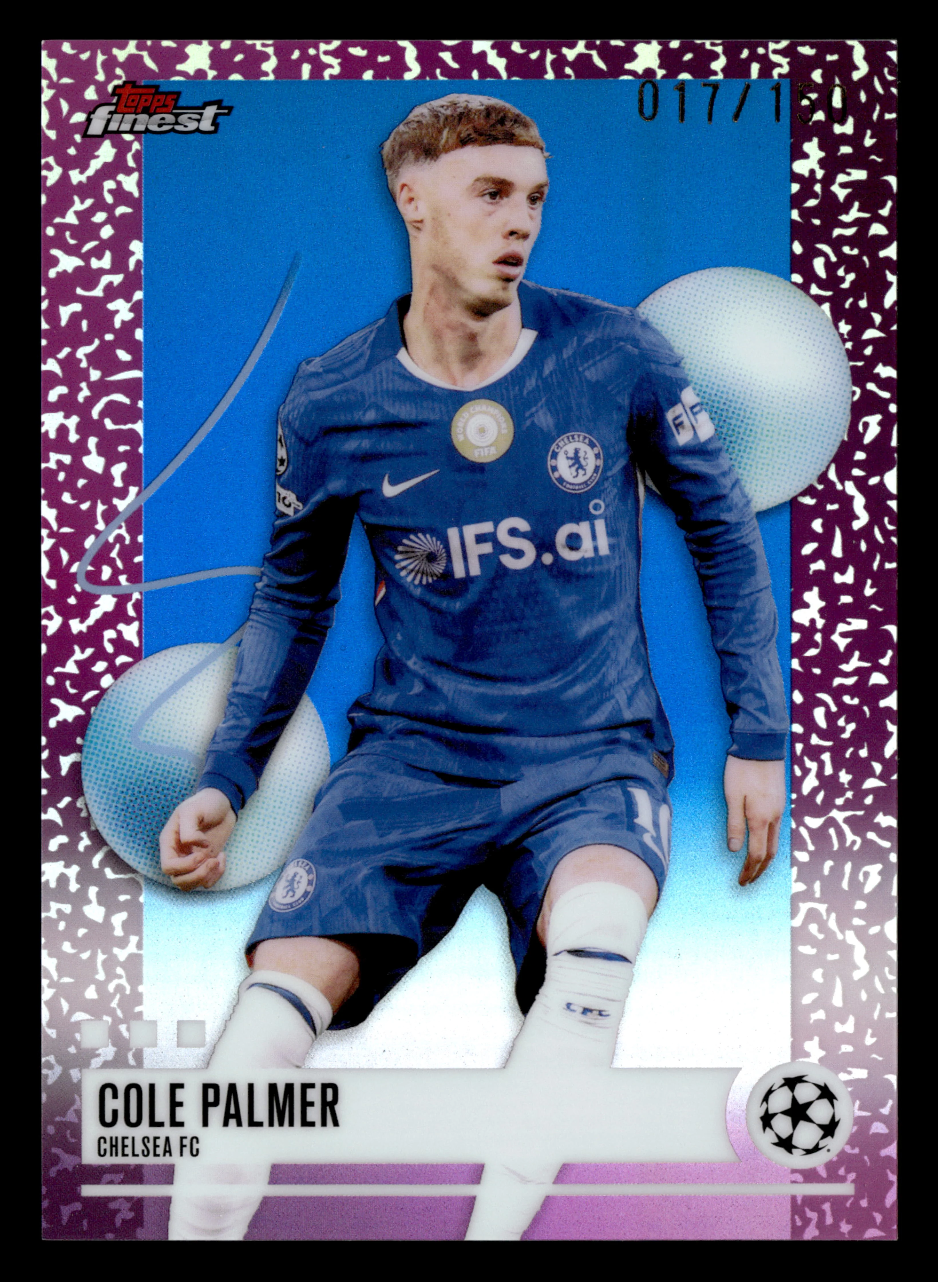 2025-26 Finest UEFA Club Competitions #221 Cole Palmer Blue Refractor #/150