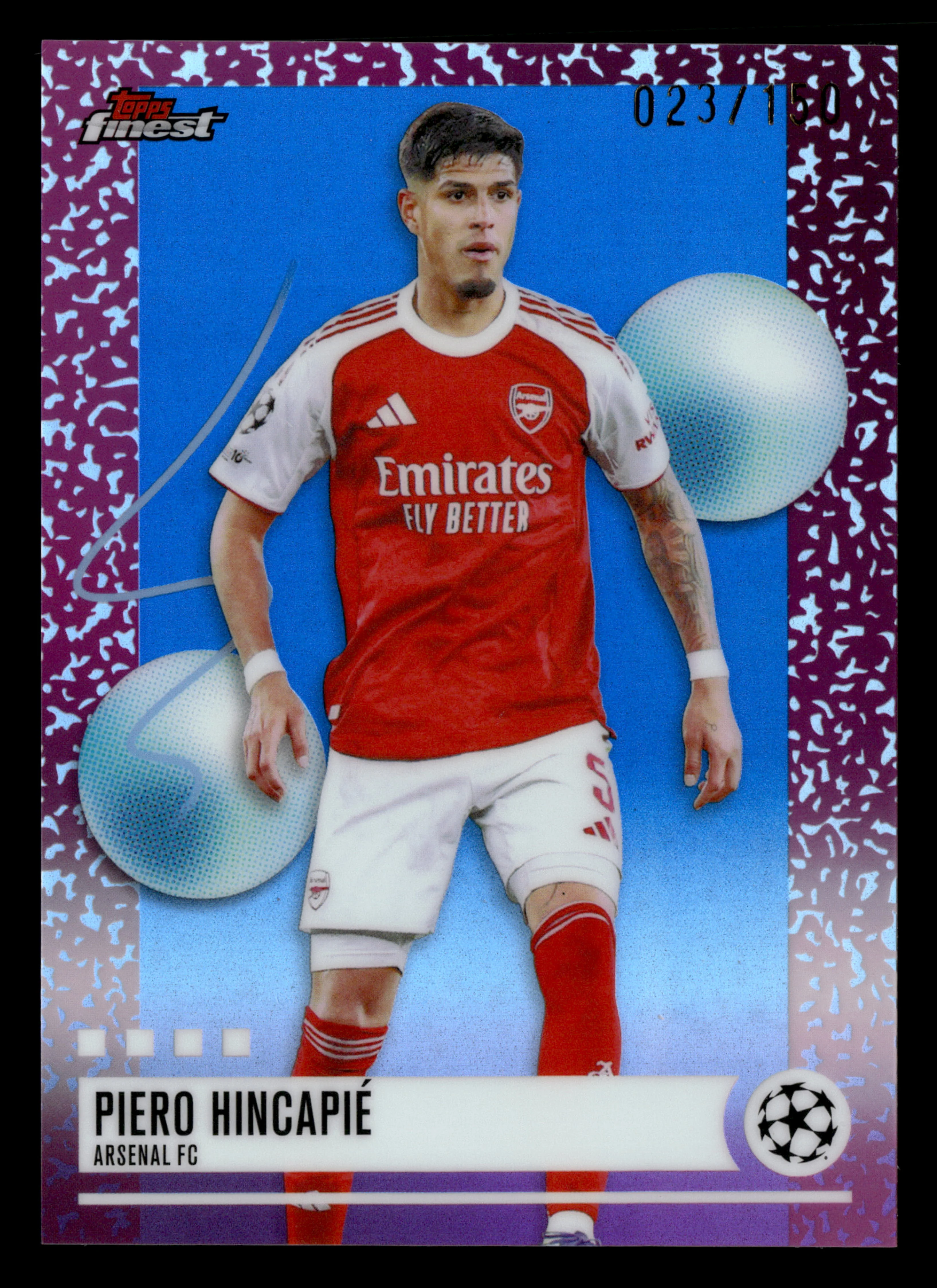 2025-26 Finest UEFA Club Competitions #262 Piero Hincapié Blue Refractor #/150