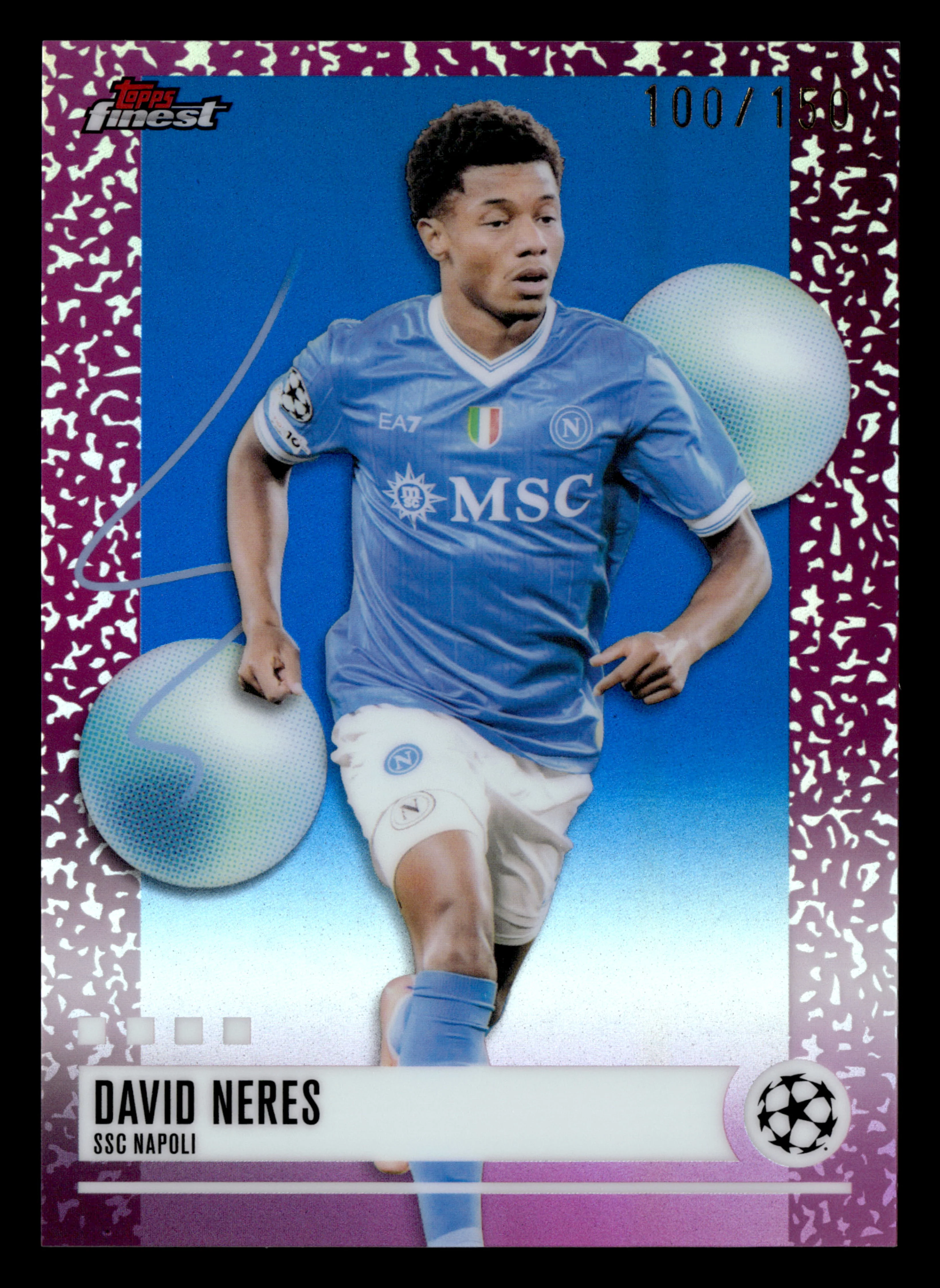 2025-26 Finest UEFA Club Competitions #324 David Neres Blue Refractor #/150