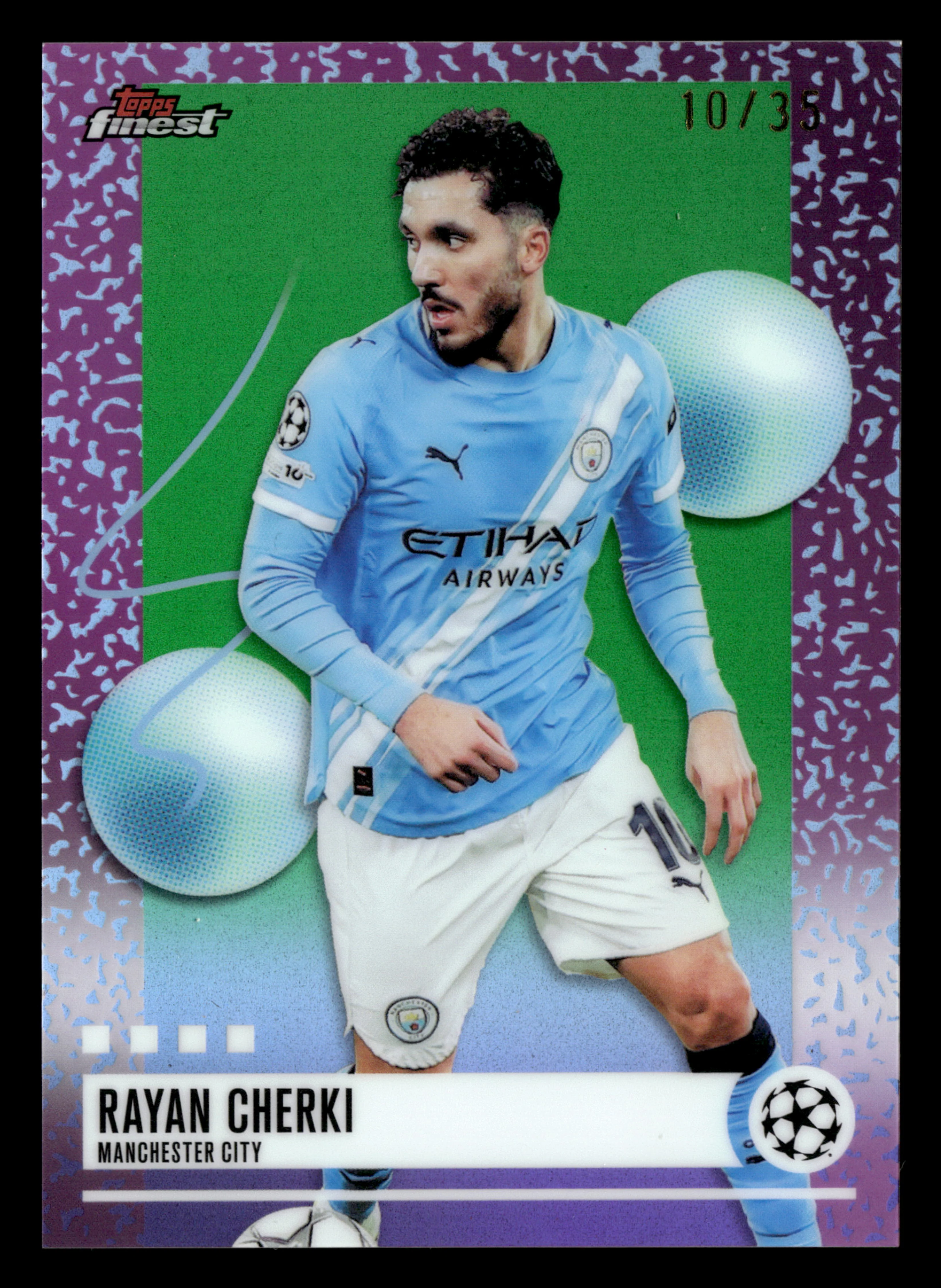2025-26 Finest UEFA Club Competitions #355 Rayan Cherki Green Refractor #/35