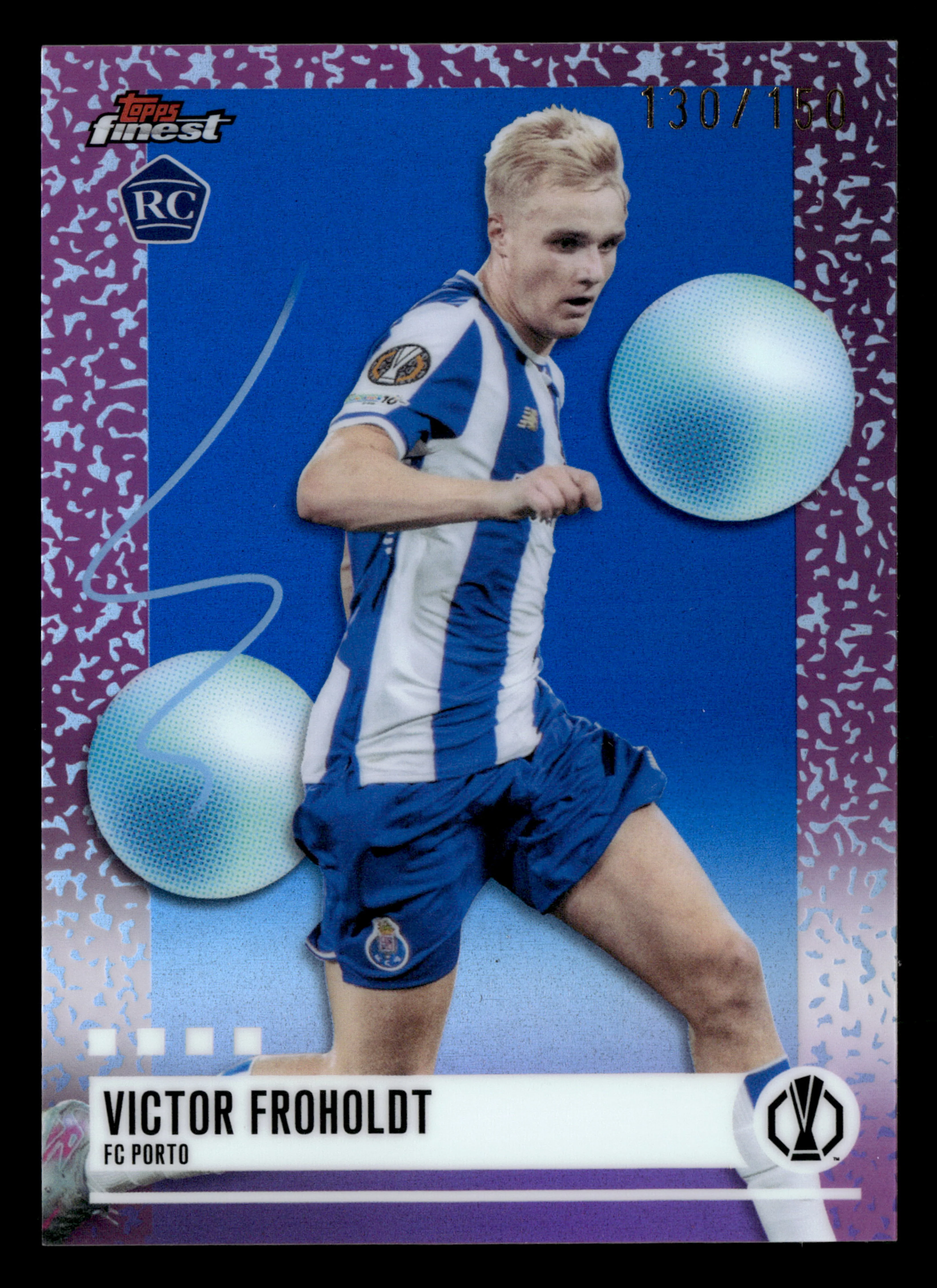 2025-26 Finest UEFA Club Competitions #387 Victor Froholdt Blue Refractor #/150