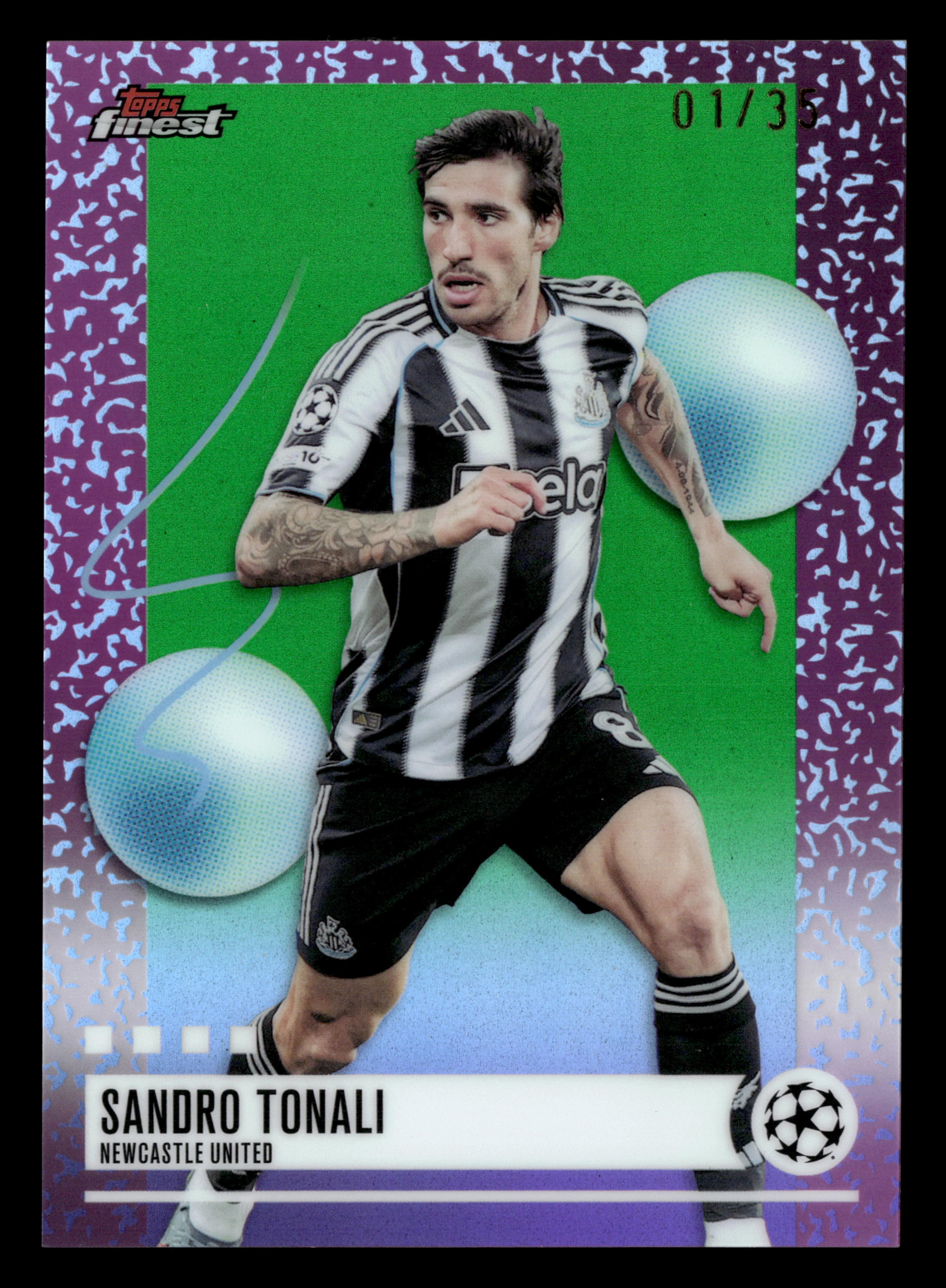 2025-26 Finest UEFA Club Competitions #395 Sandro Tonali Green Refractor #/35