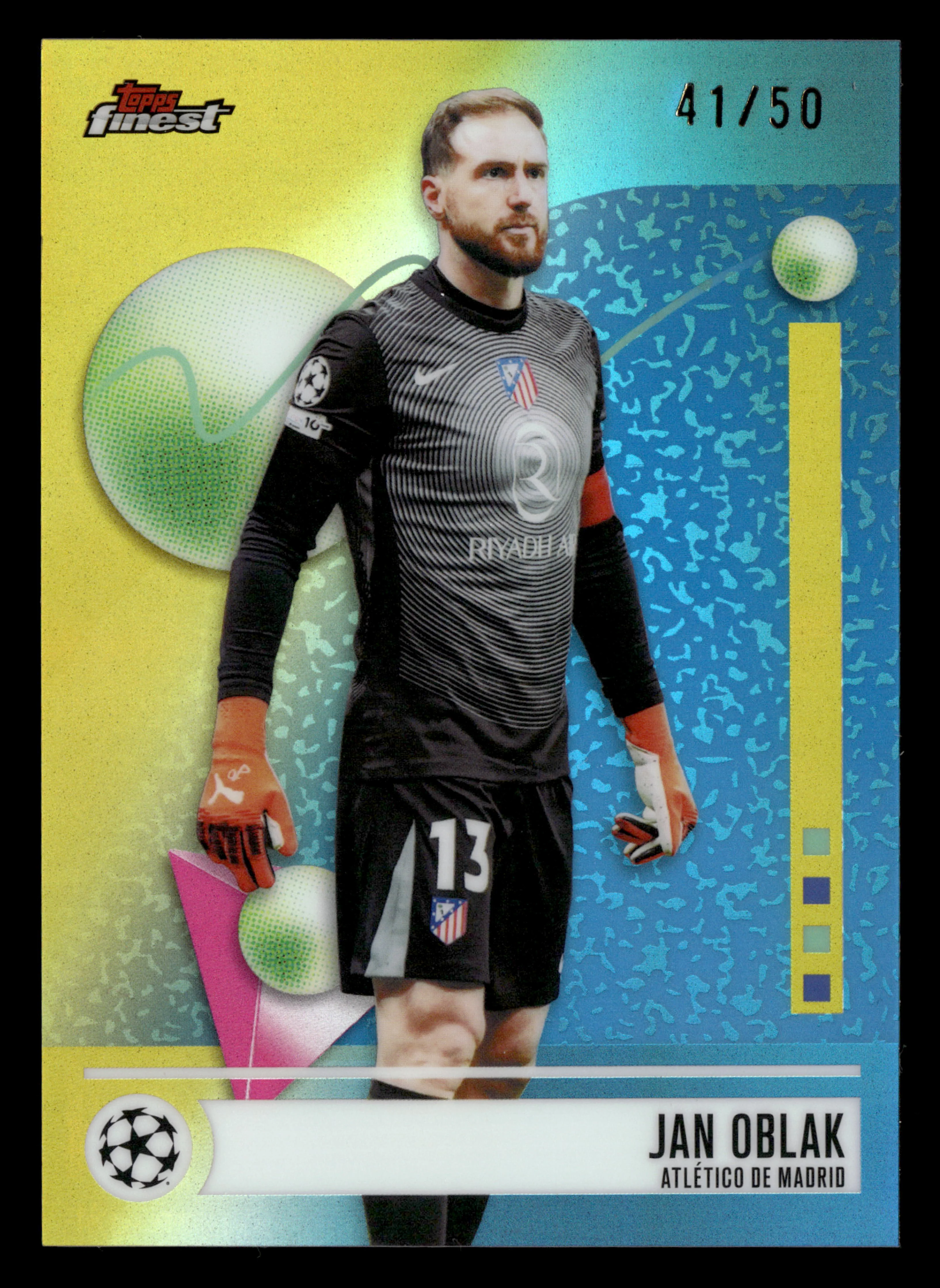2025-26 Finest UEFA Club Competitions #44 Jan Oblak Gold Refractor #/50