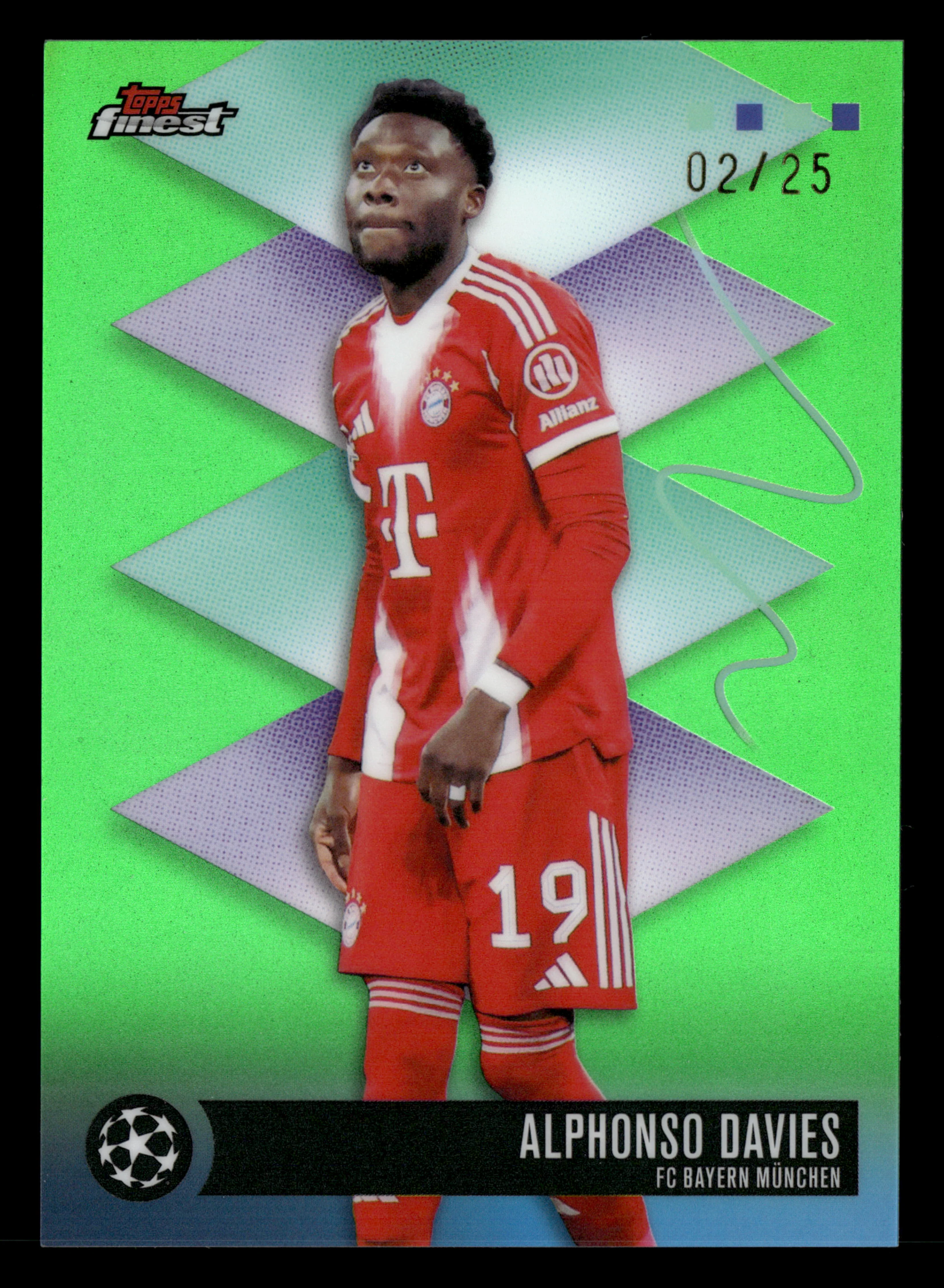 2025-26 Finest UEFA Club Competitions #469 Alphonso Davies Green Refractor #/25