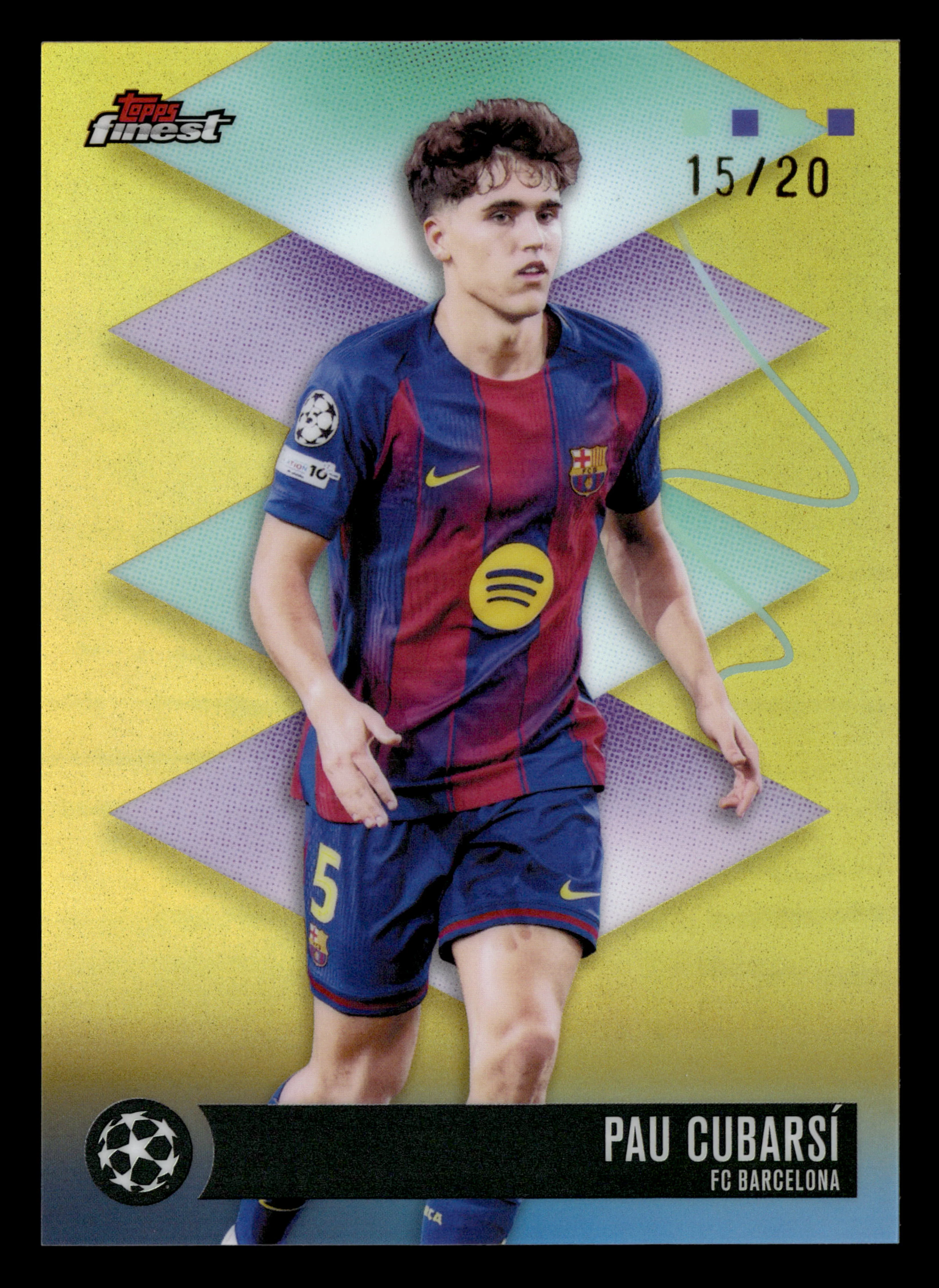 2025-26 Finest UEFA Club Competitions #474 Pau Cubarsí Gold Refractor #/20