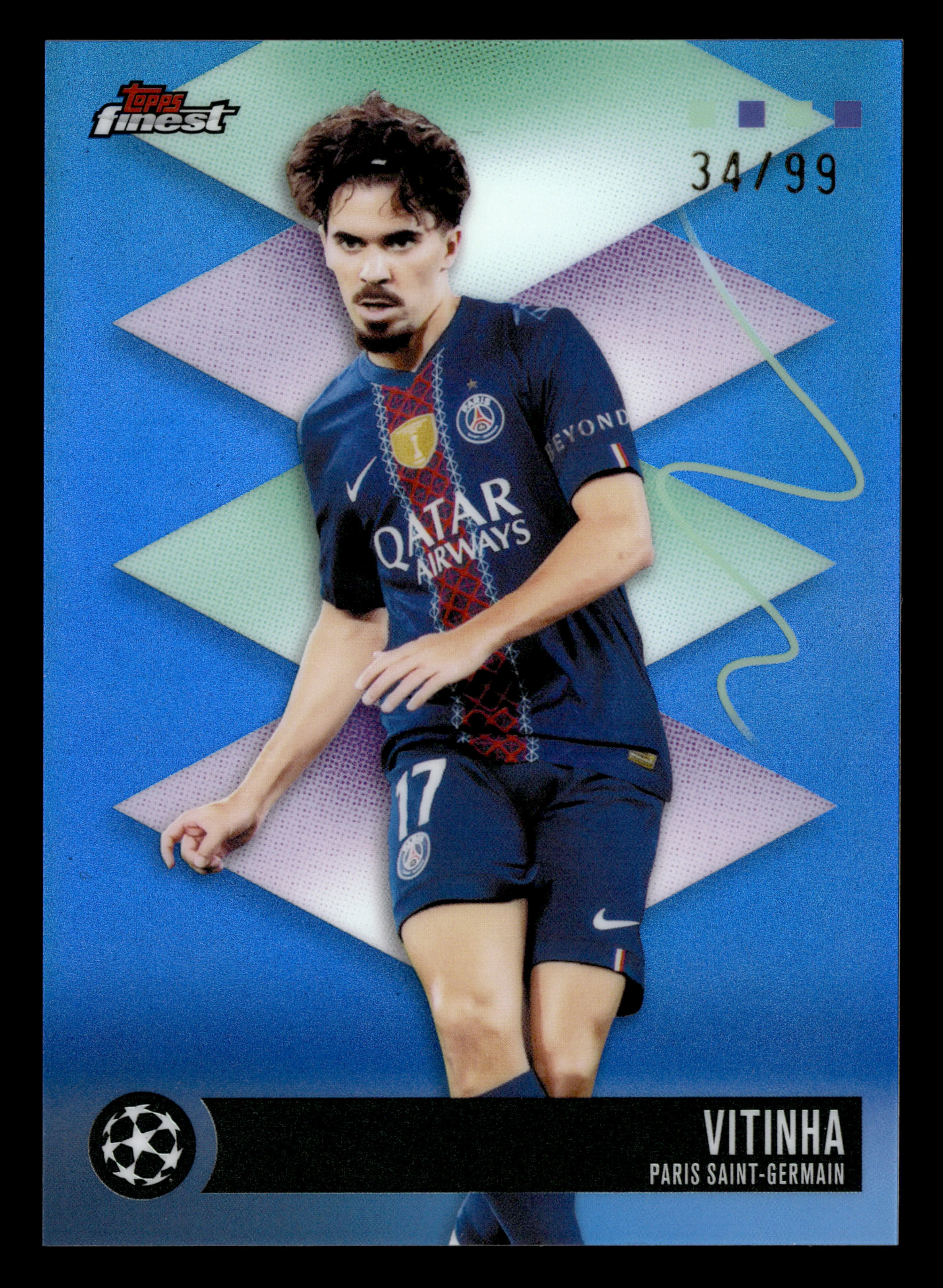 2025-26 Finest UEFA Club Competitions #580 Vitinha Blue Refractor #/99