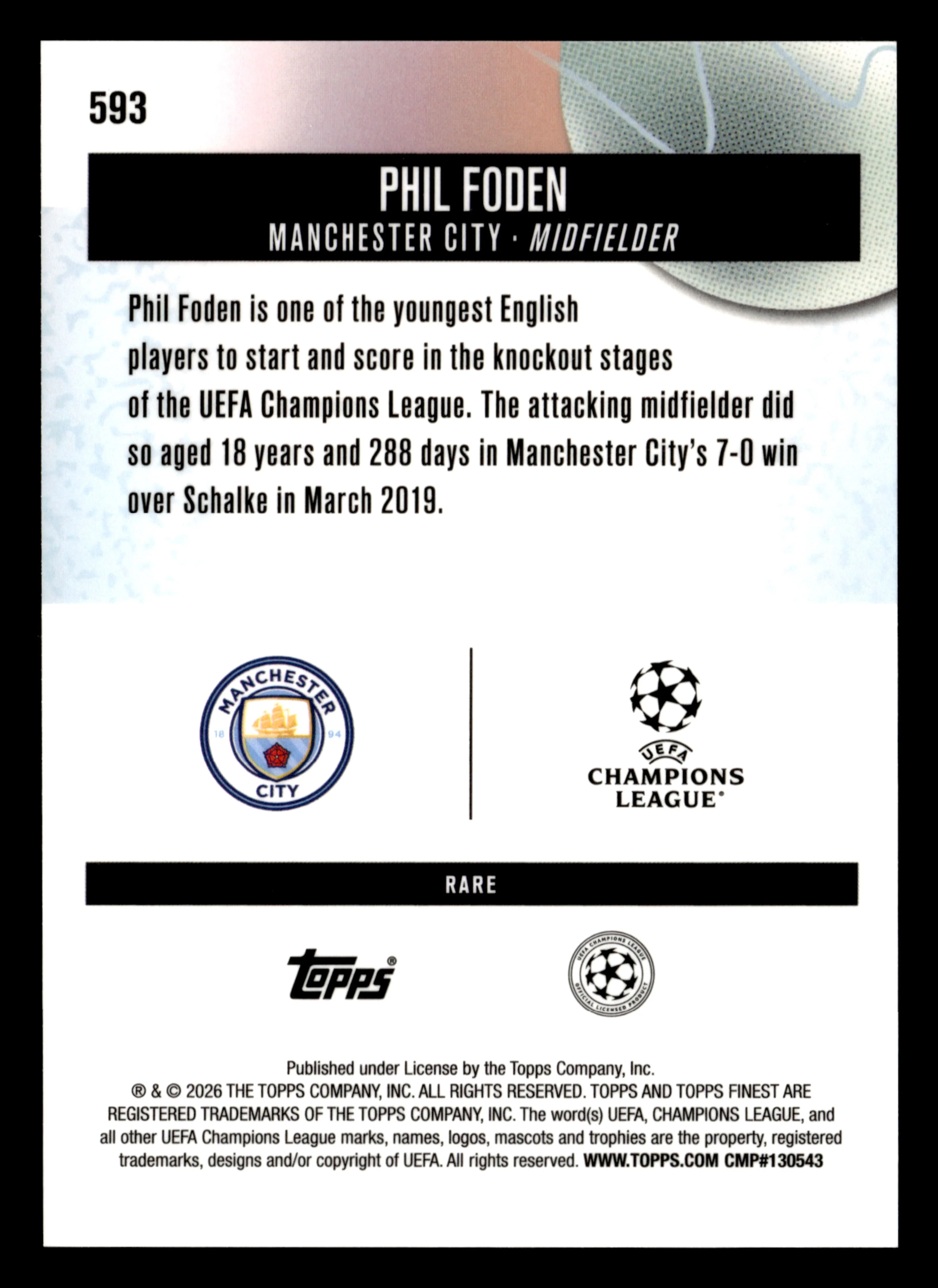 2025-26 Finest UEFA Club Competitions #593 Phil Foden Orange Refractor #/15 - Image 2