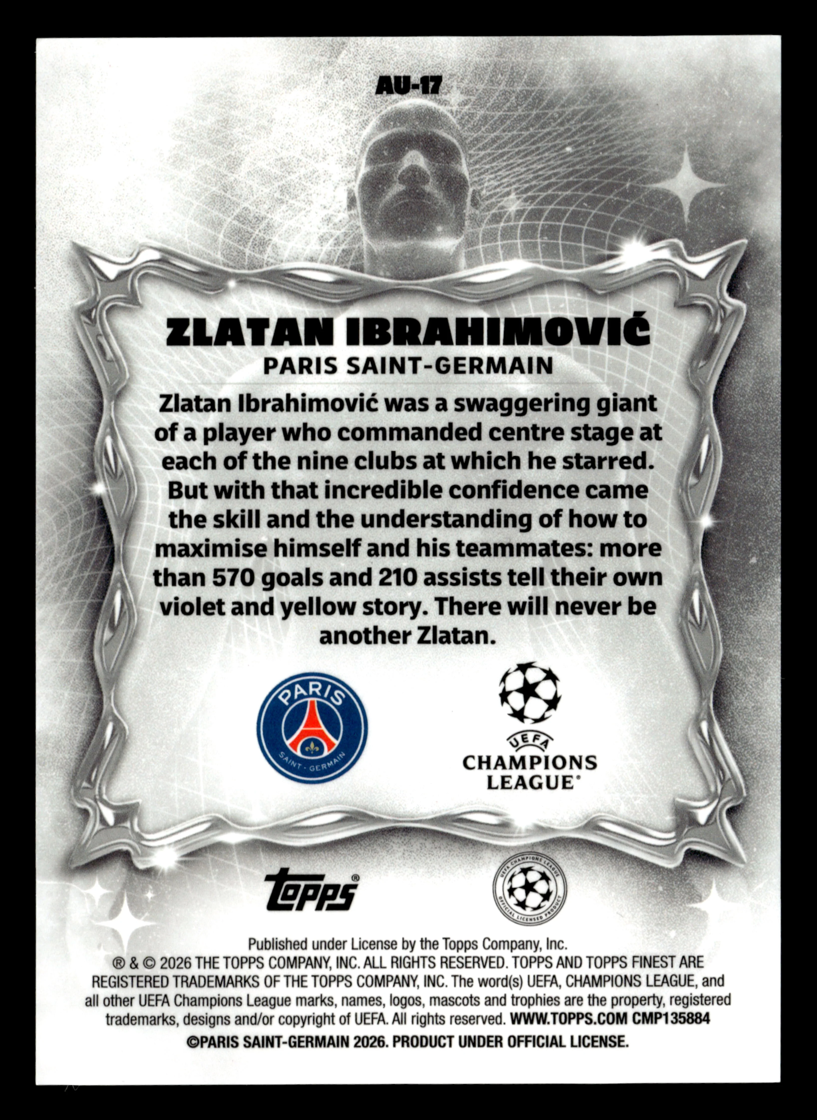 2025-26 Finest UEFA Club Competitions #AU-17 Zlatan Ibrahimović Aura - Image 2