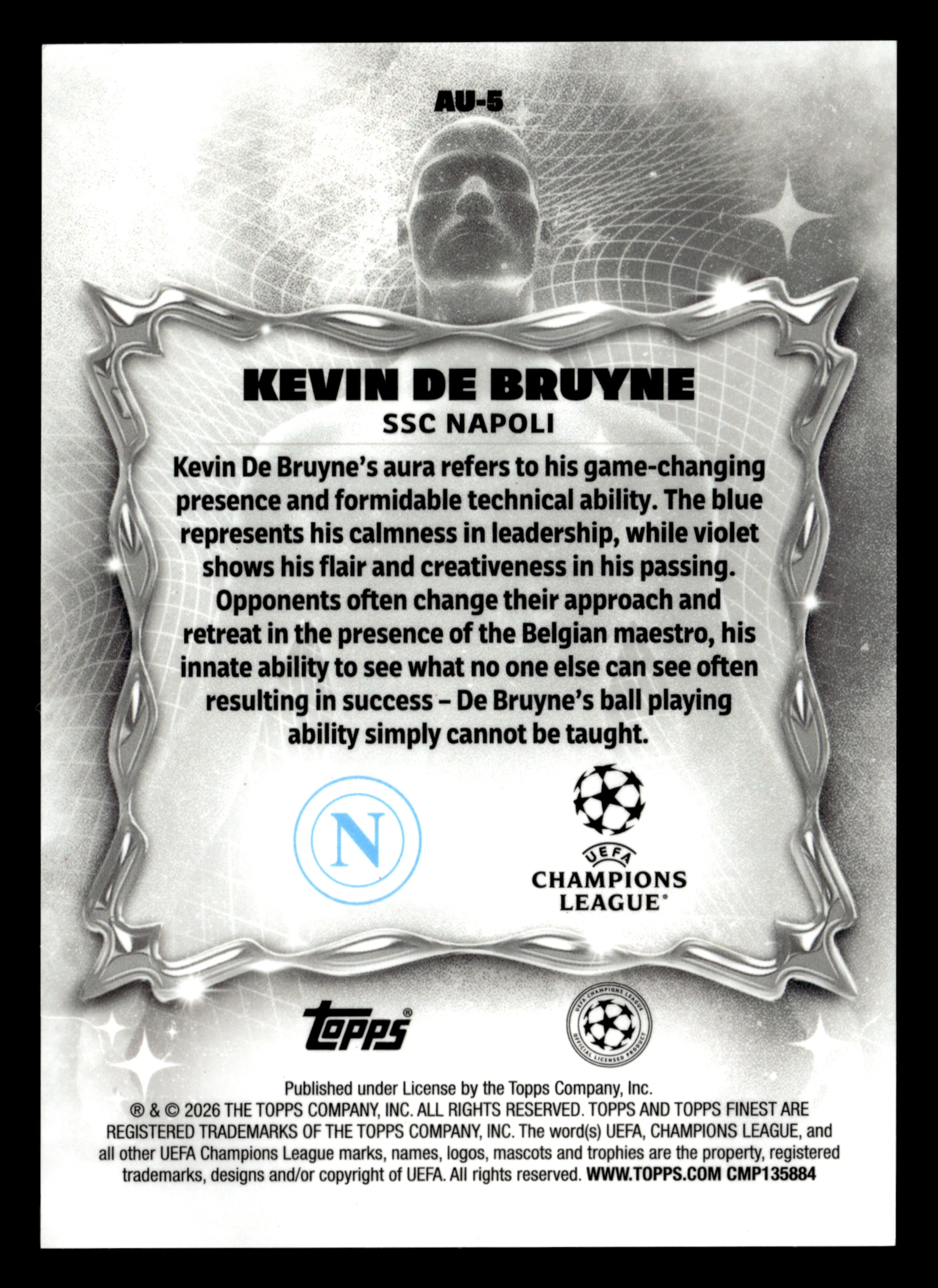 2025-26 Finest UEFA Club Competitions #AU-5 Kevin De Bruyne Aura - Image 2