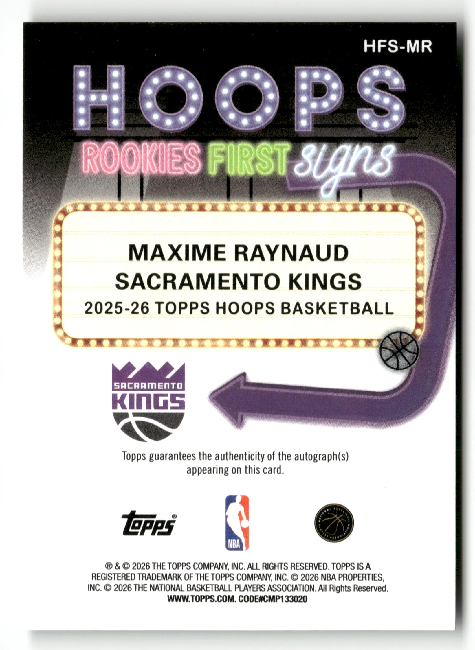 2025-26 Hoops #HFS-MR Maxime Raynaud Hoops Rookie First Signs - Image 2