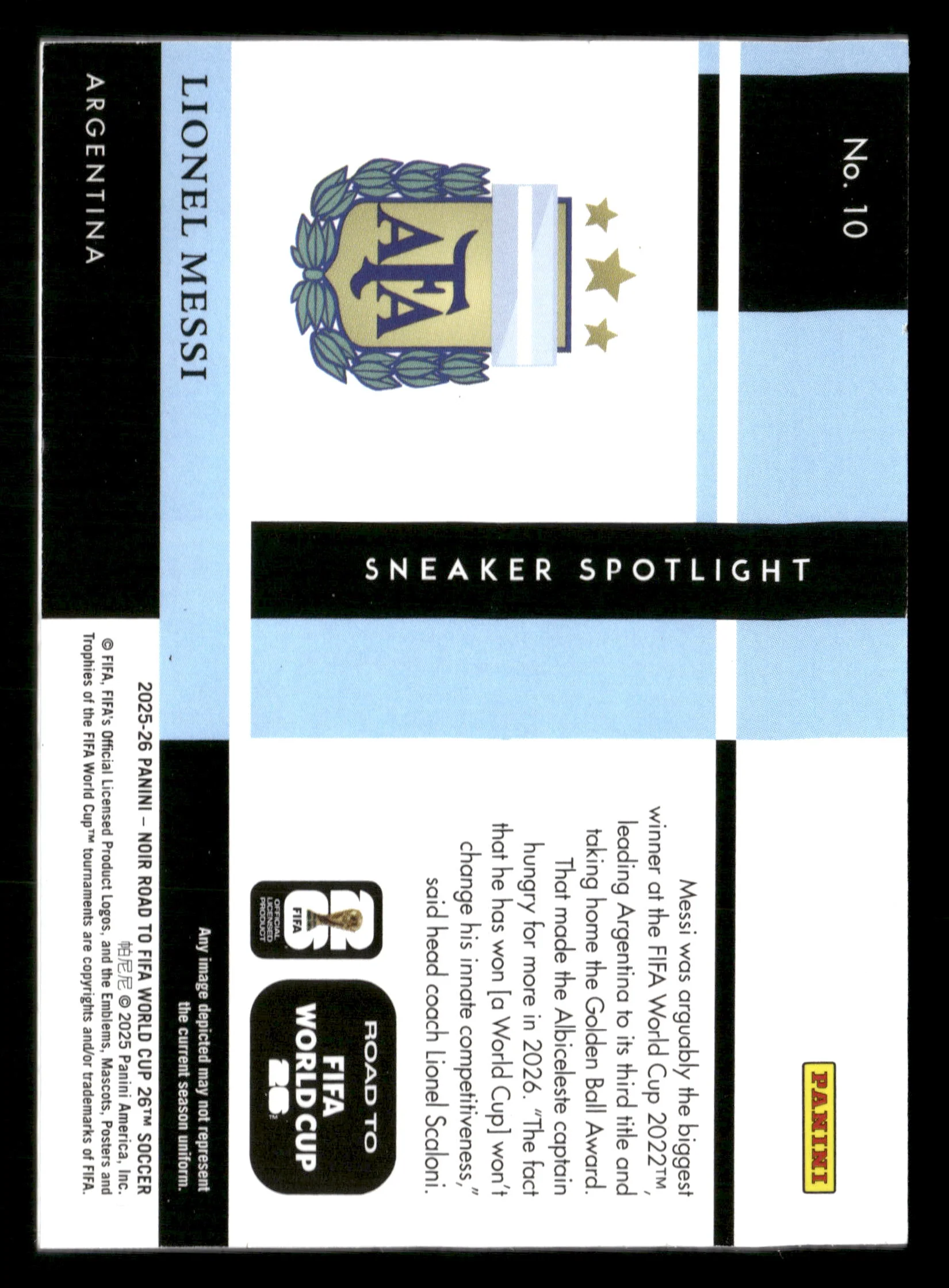 2025-26 Noir Road to FIFA World Cup 26 Lionel Messi Sneaker Spotlight #/30 - Image 2