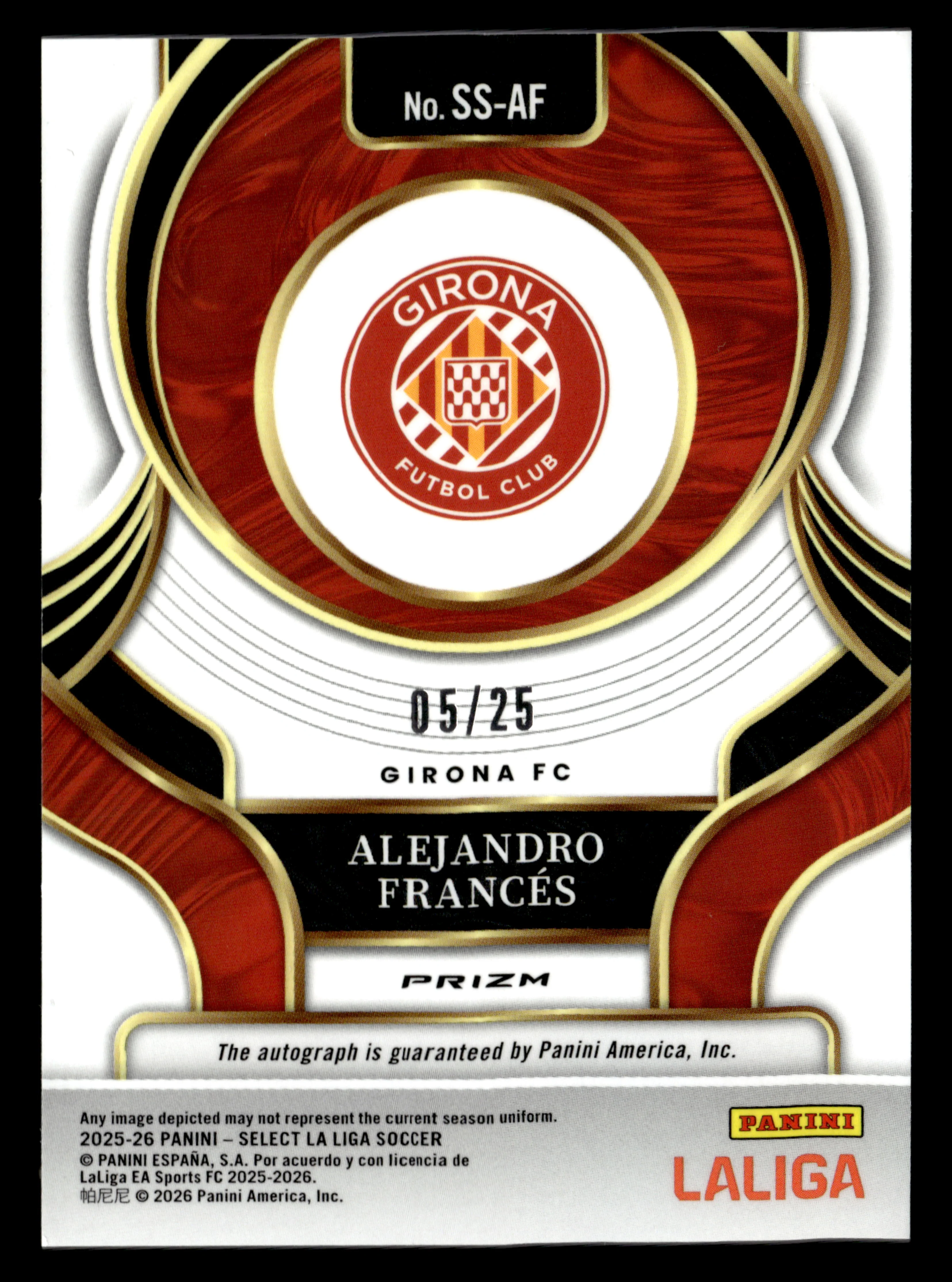 2025-26 Panini Select La Liga #SS-AF Alejandro Frances Select Auto Tie-Dye #/25 - Image 2