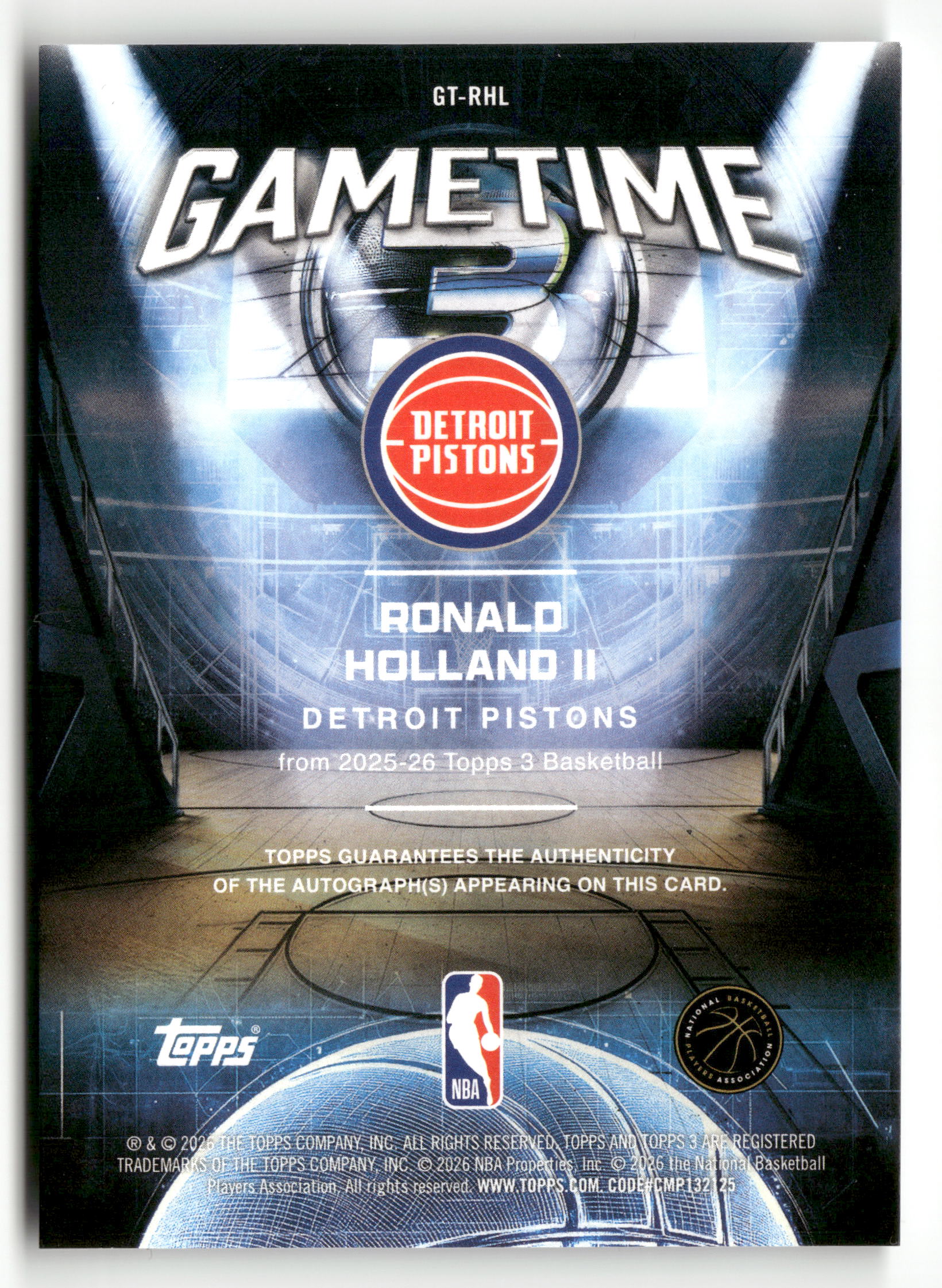 2025-26 Topps 3 #GT-RHL Ronald Holland II Game Time Graphs Gold #/10 - Image 2