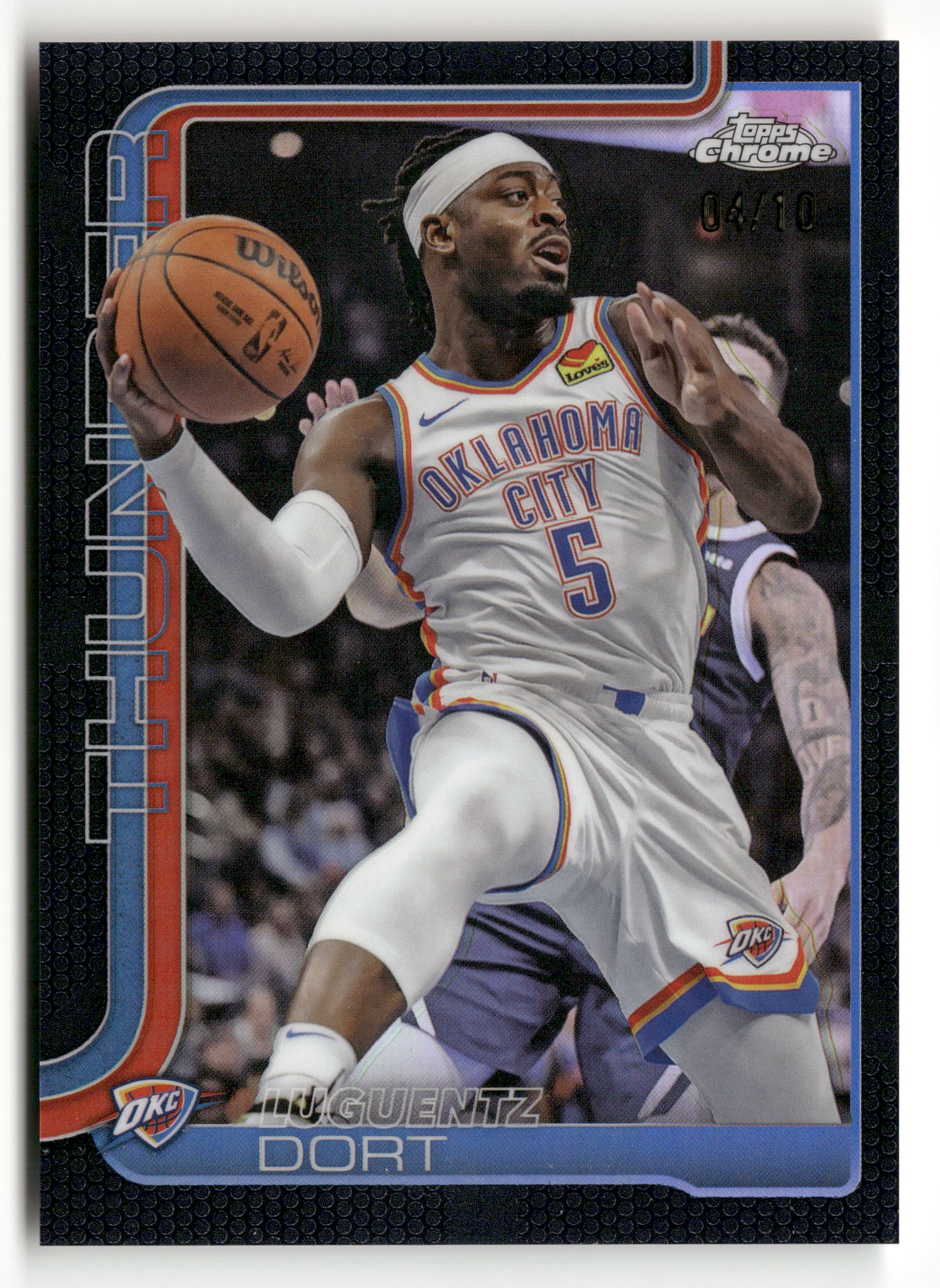 2025-26 Topps Chrome #177 Luguentz Dort Black Basketball Refractor #/10