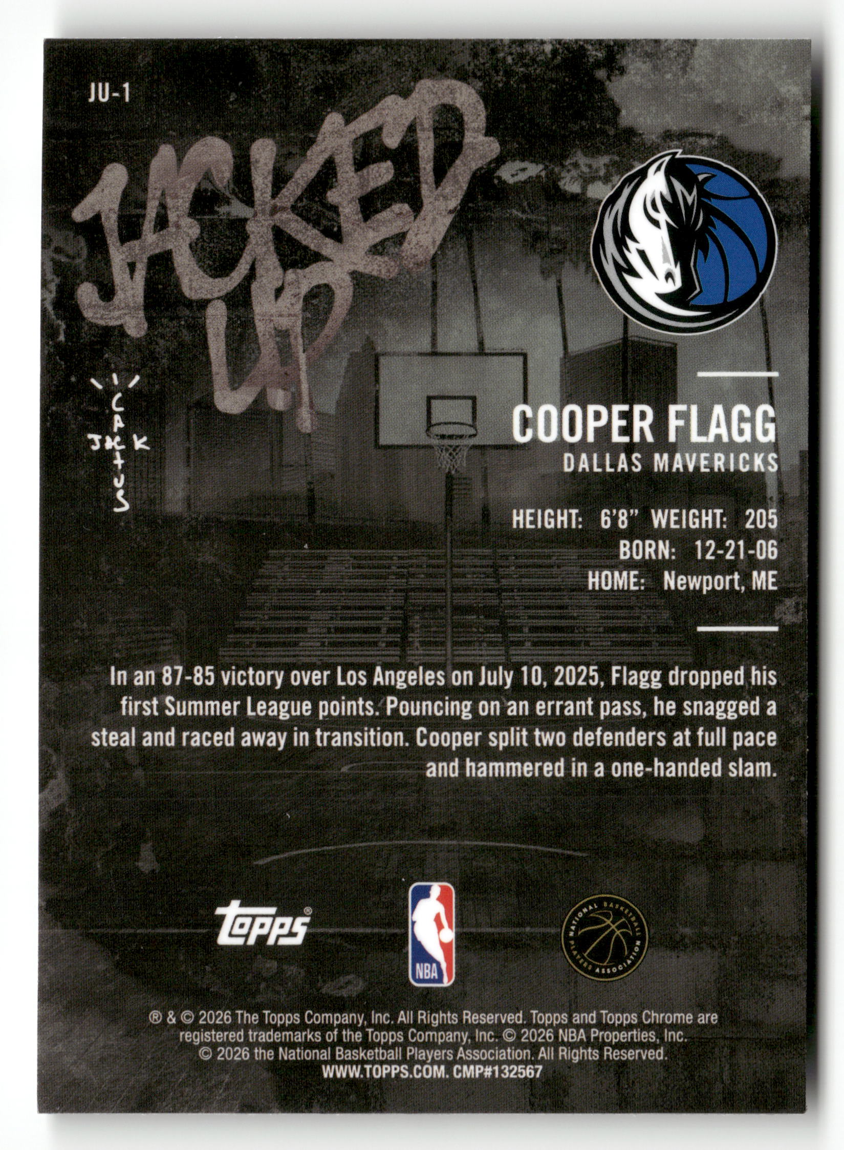 2025-26 Topps Chrome Cactus Jack #JU-1 Cooper Flagg Jacked Up - Image 2