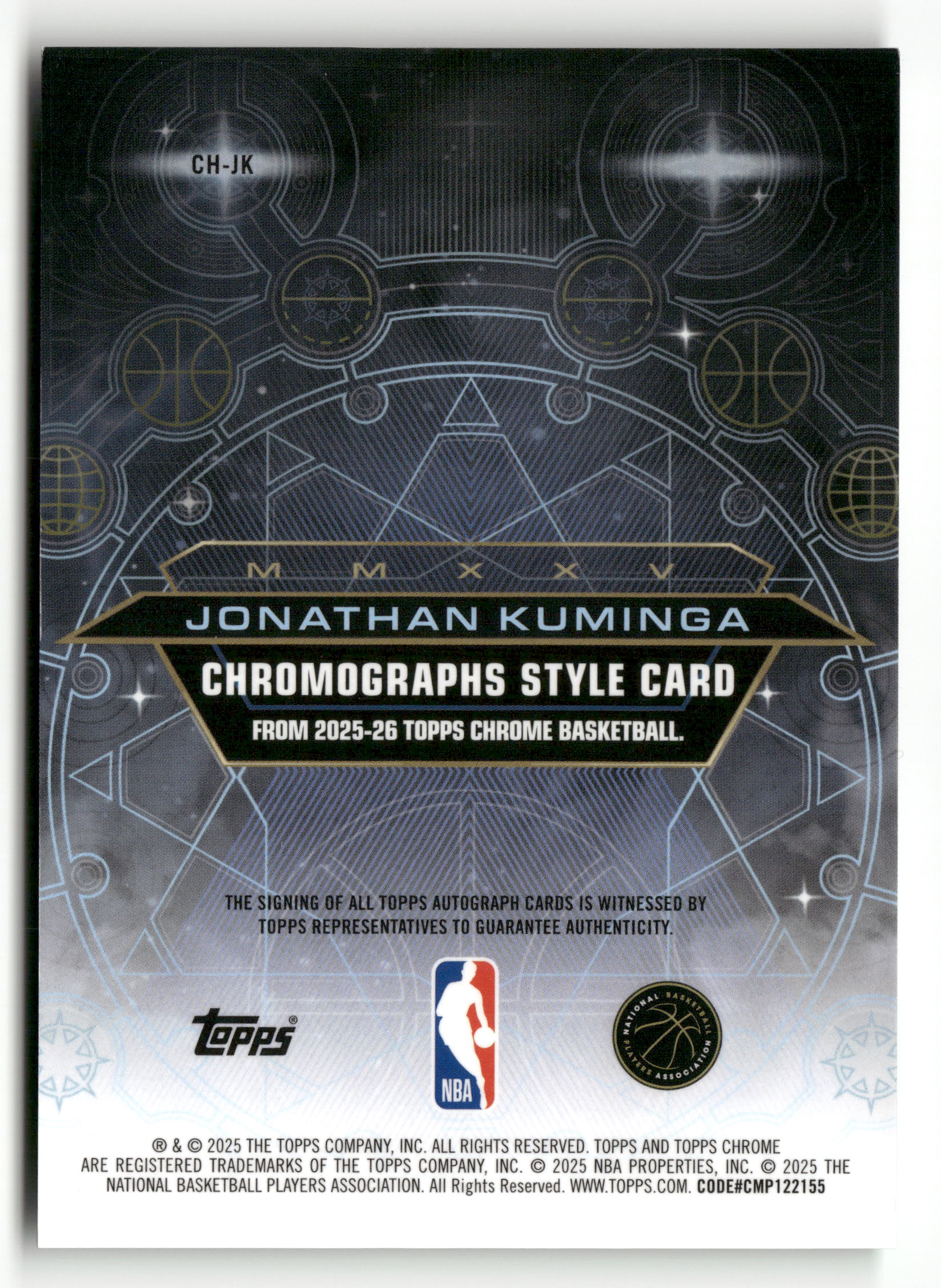 2025-26 Topps Chrome #CH-JK Jonathan Kuminga Chromographs Green Refractor #/99 - Image 2