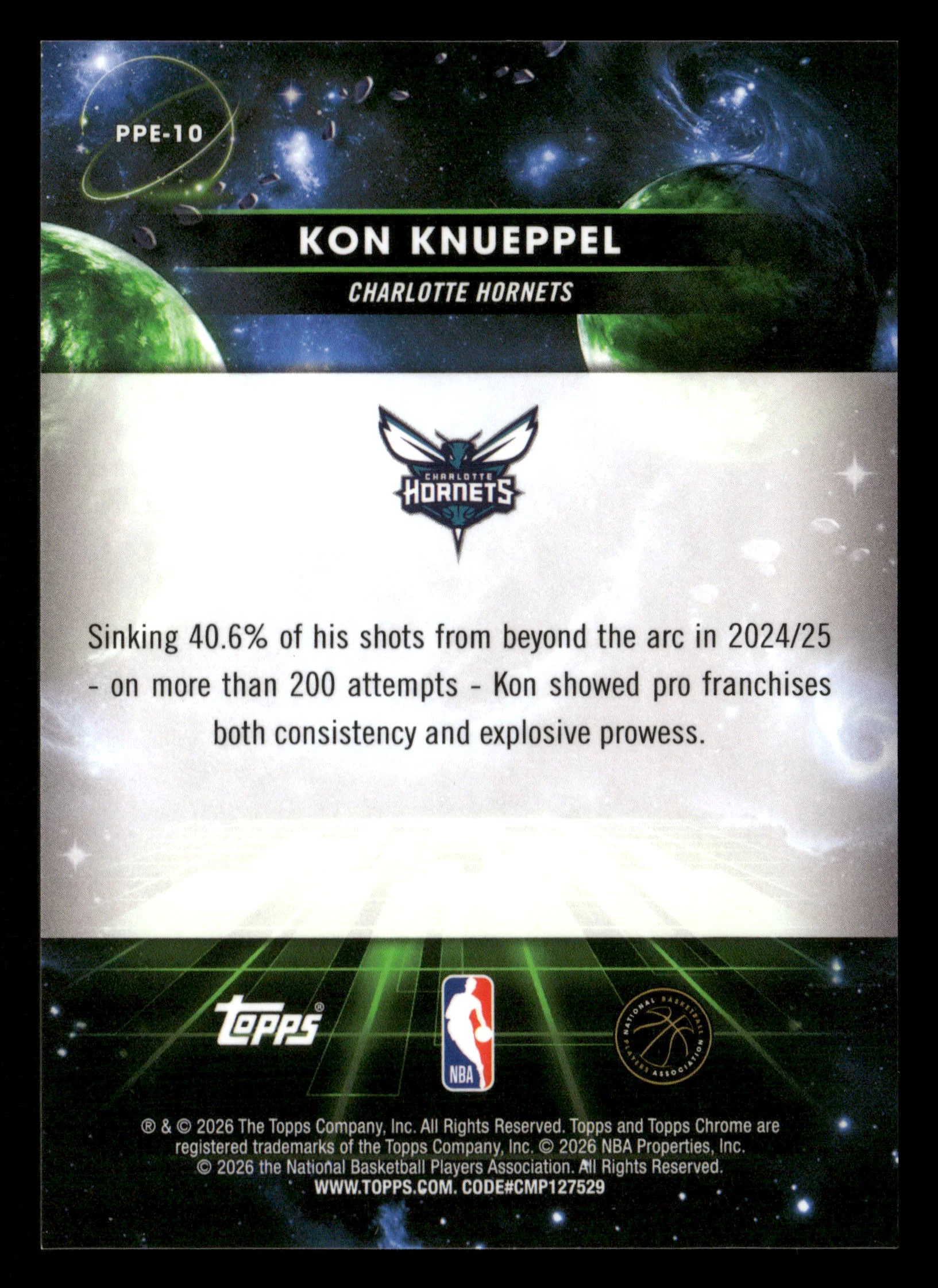 2025-26 Topps Chrome Cosmic #PPE-10 Kon Knueppel Earth Planetary Pursuit RC SSP - Image 4