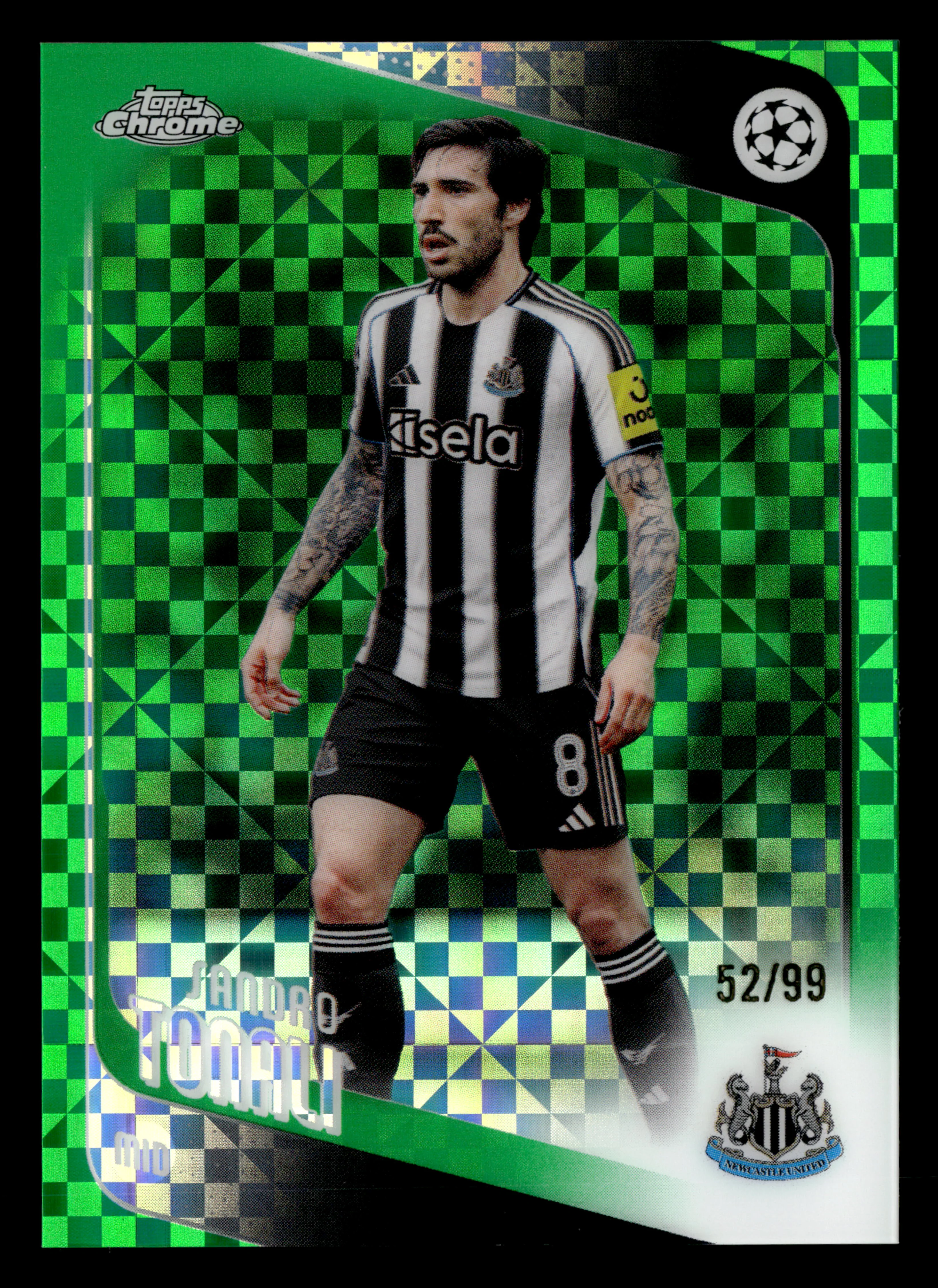 2025-26 Topps Chrome UCC #109 Sandro Tonali Green X-Fractor #/99