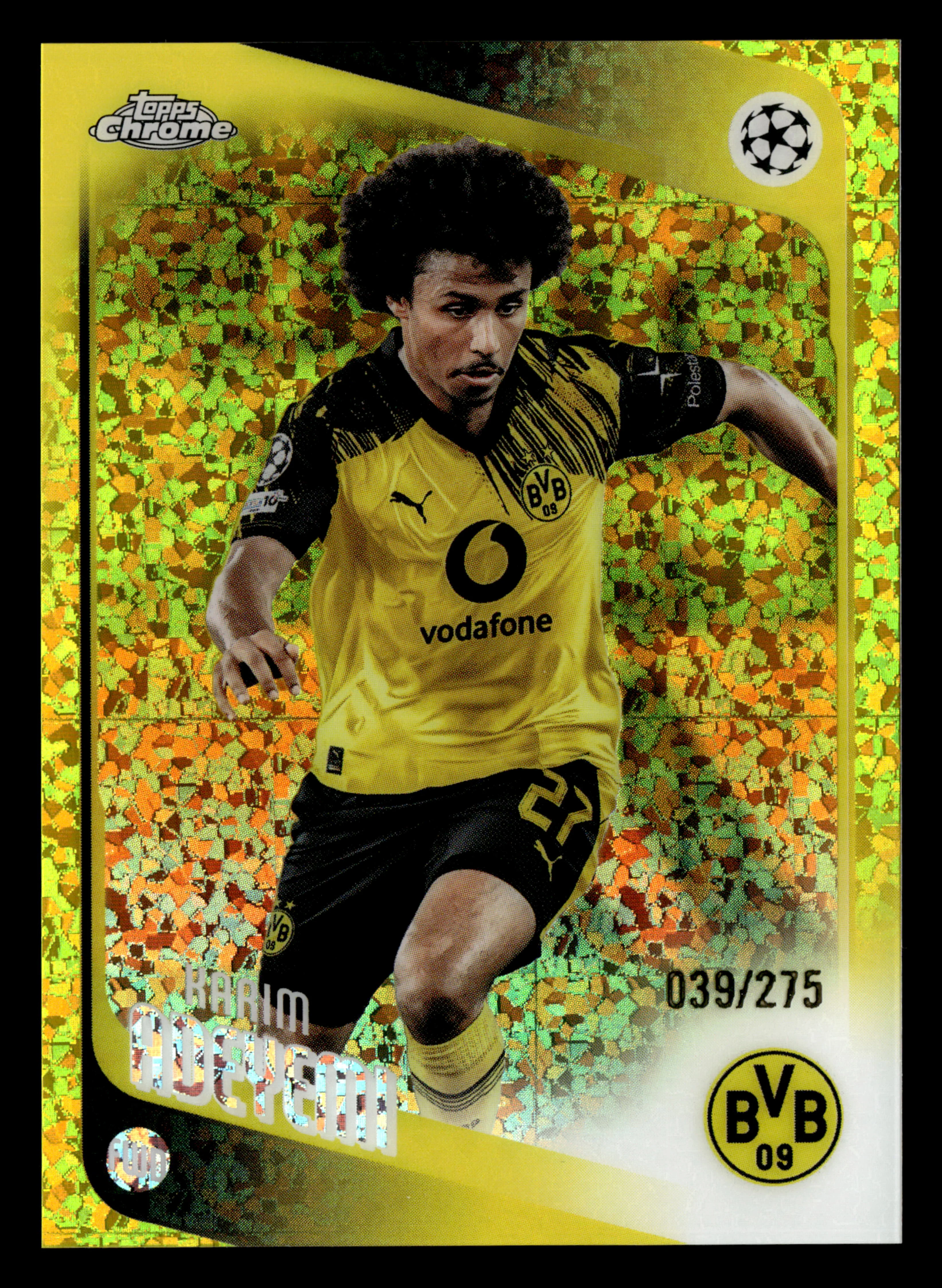2025-26 Topps Chrome UCC #128 Karim Adeyemi Yellow Mini-Diamonds #/275