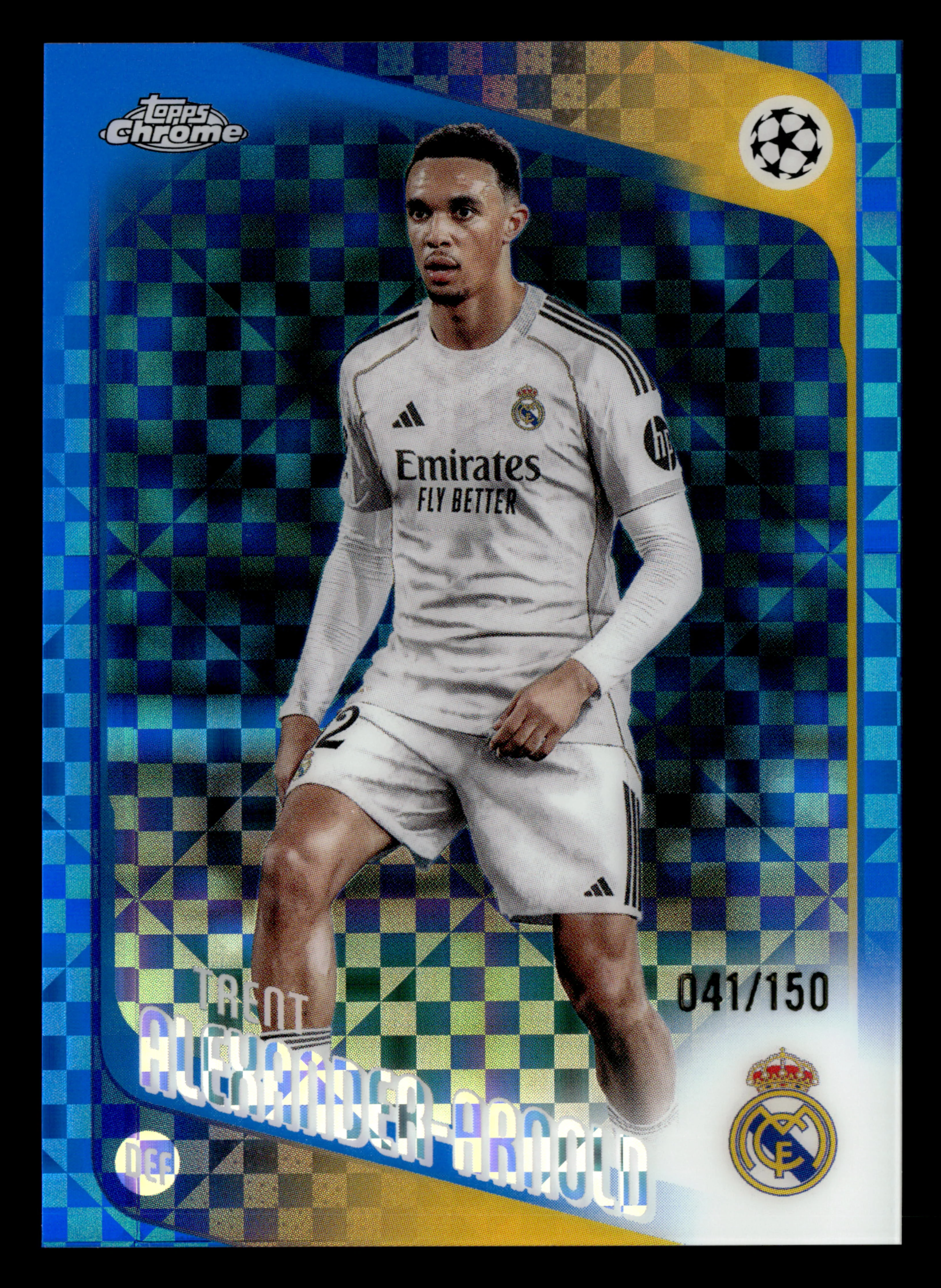2025-26 Topps Chrome UCC #141 Trent Alexander-Arnold Blue X-Fractor #/150