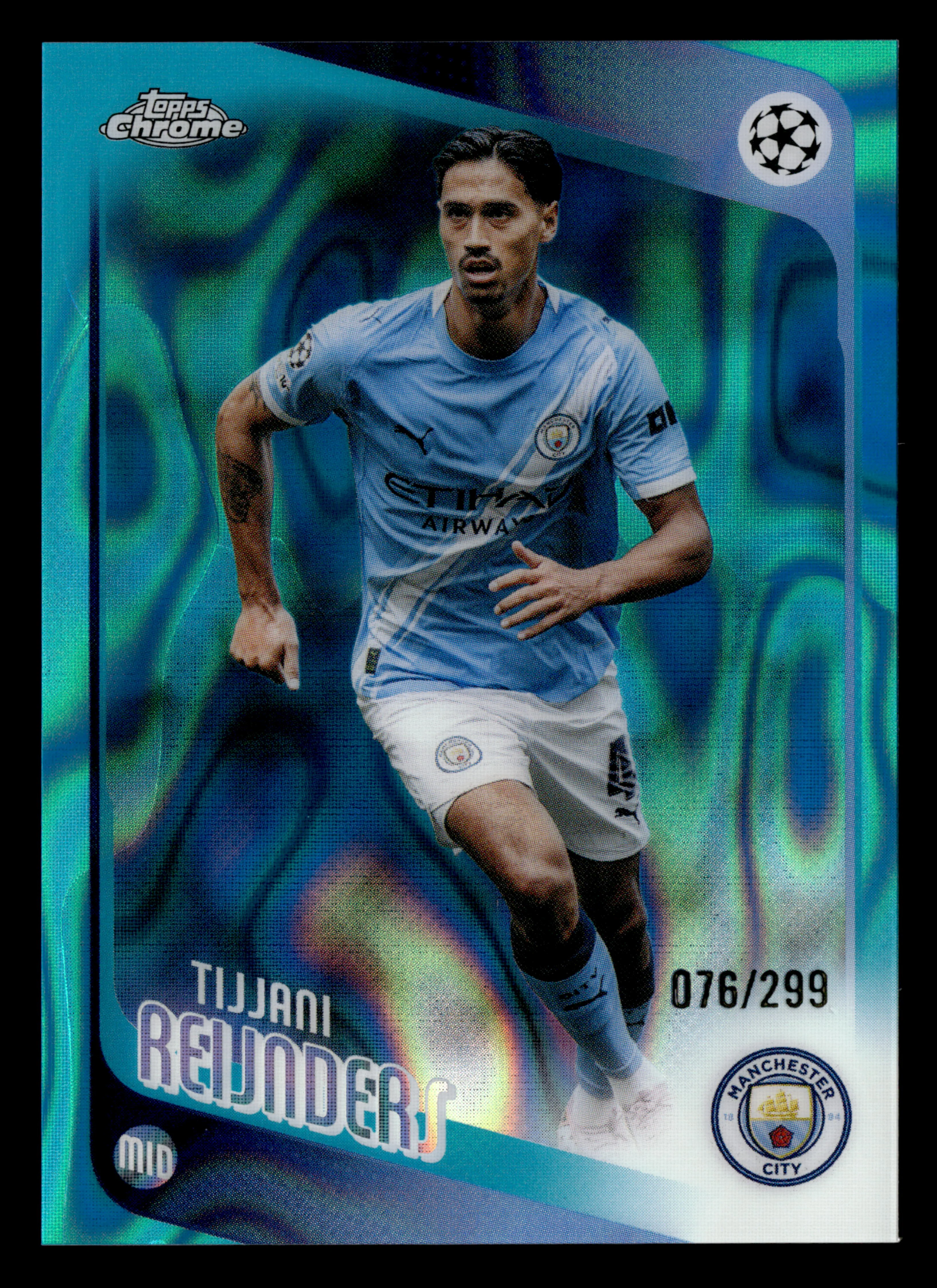 2025-26 Topps Chrome UCC #155 Tijjani Reijnders Teal Lava Refractor #/299