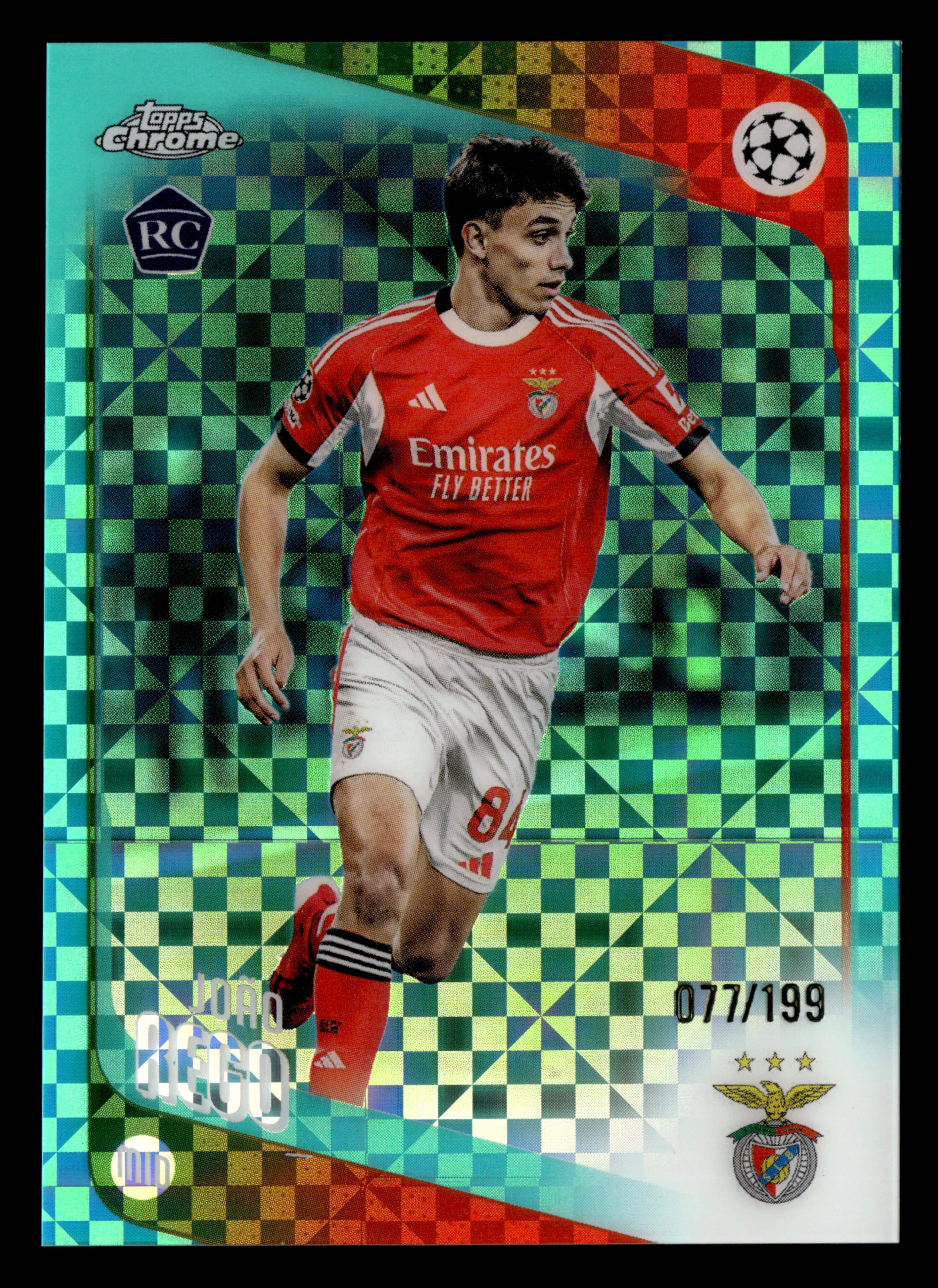 2025-26 Topps Chrome UCC #168 João Rego Aqua X-Fractor #/199