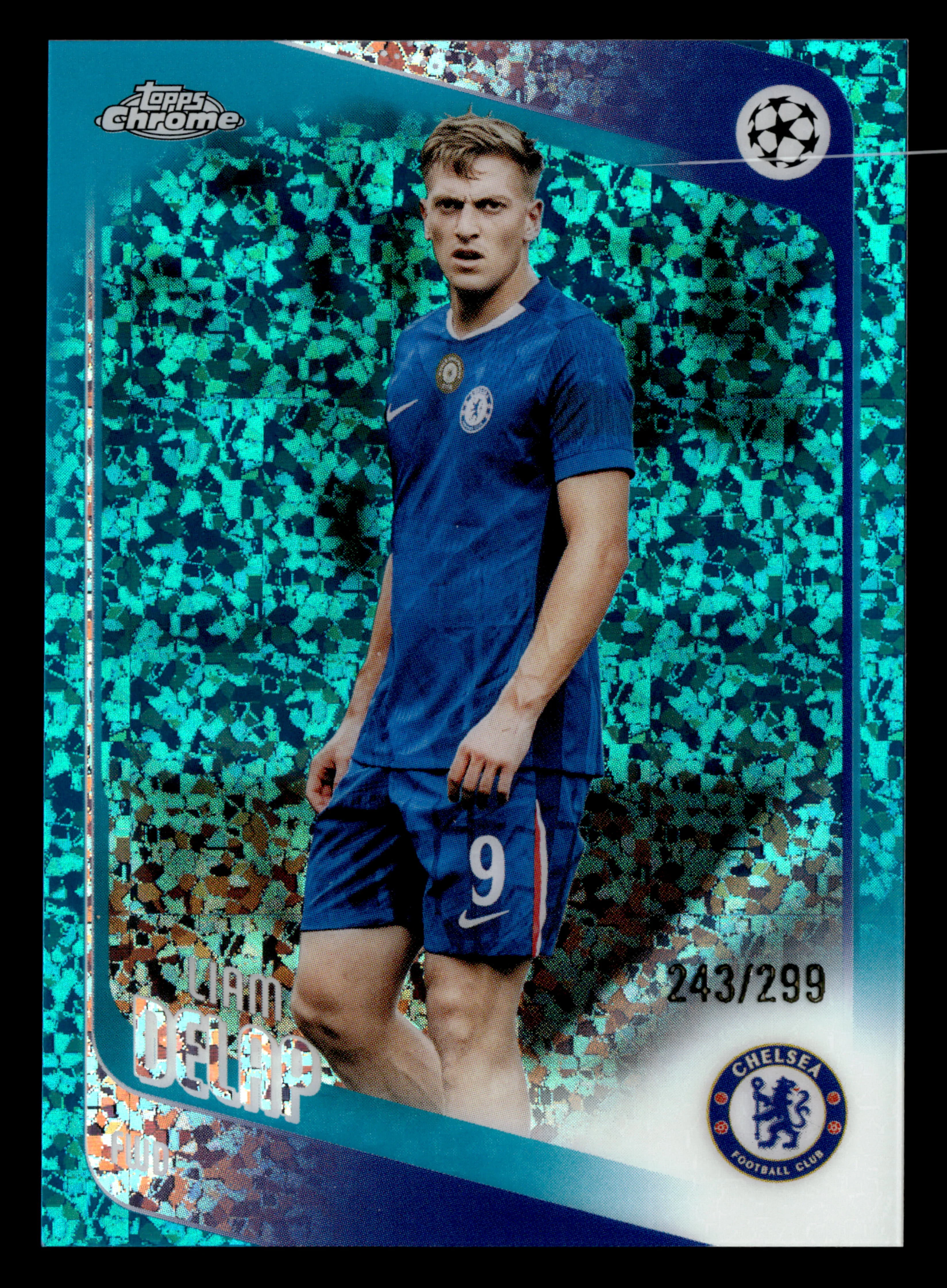 2025-26 Topps Chrome UCC #192 Liam Delap Teal Mini-Diamonds #/299
