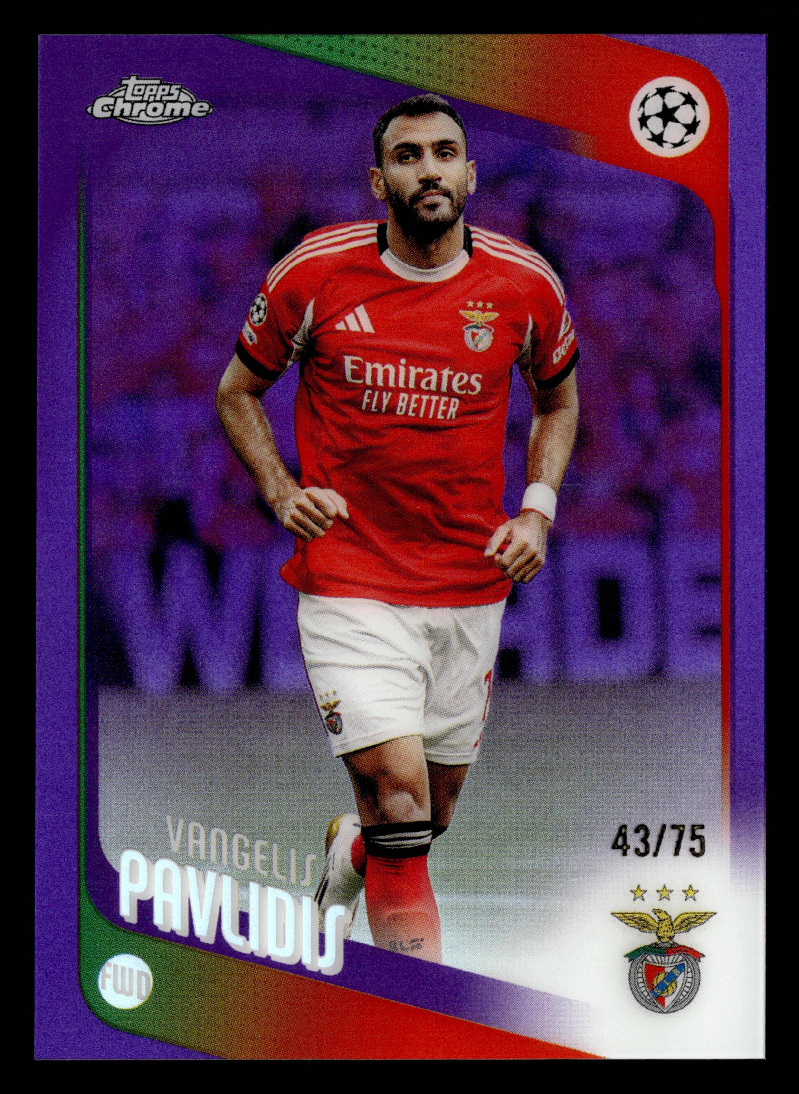 2025-26 Topps Chrome UCC #34 Vangelis Pavlidis Purple Refractor #/75