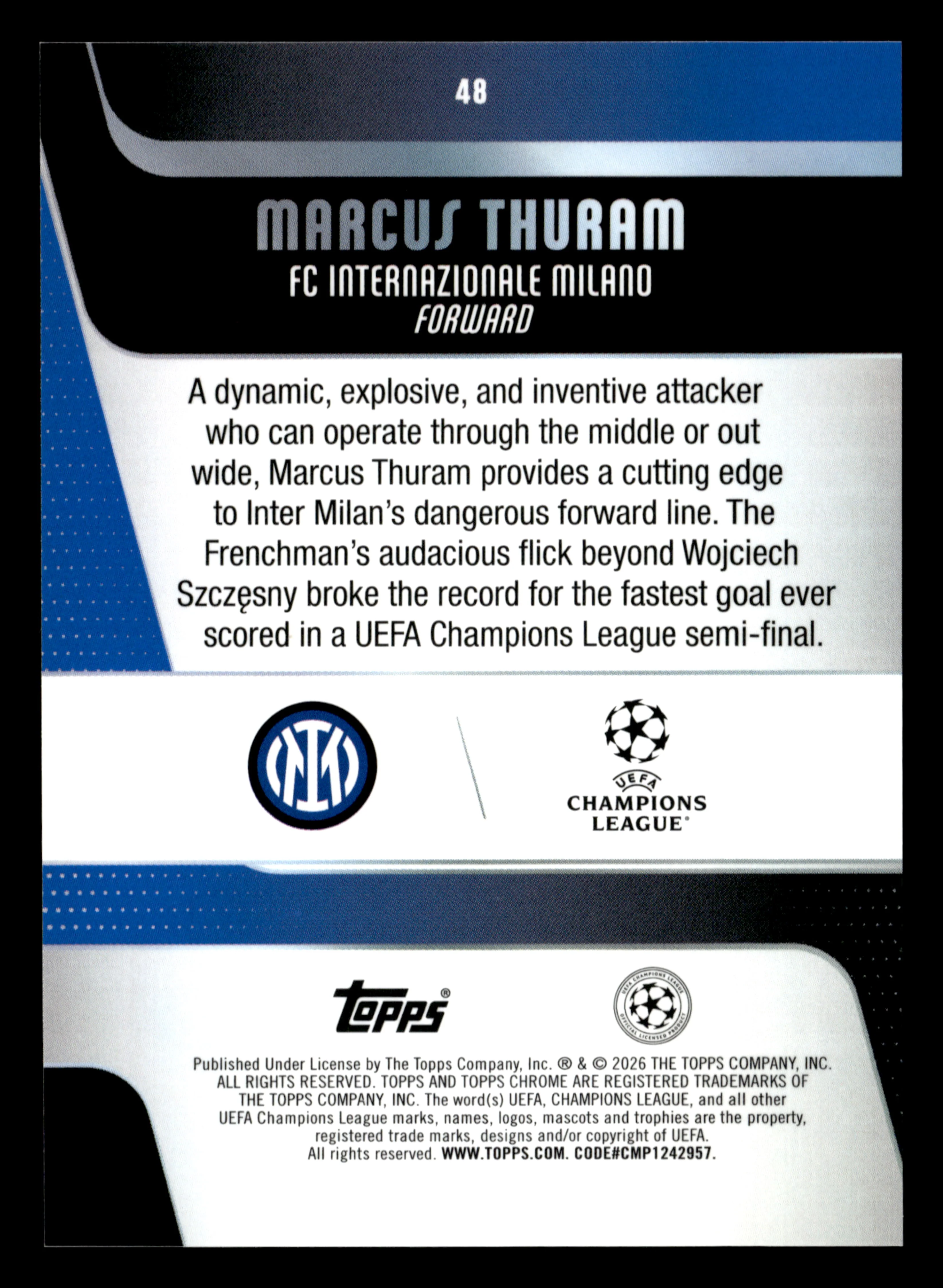 2025-26 Topps Chrome UCC #48 Marcus Thuram Pink X-Fractor #/250 - Image 2