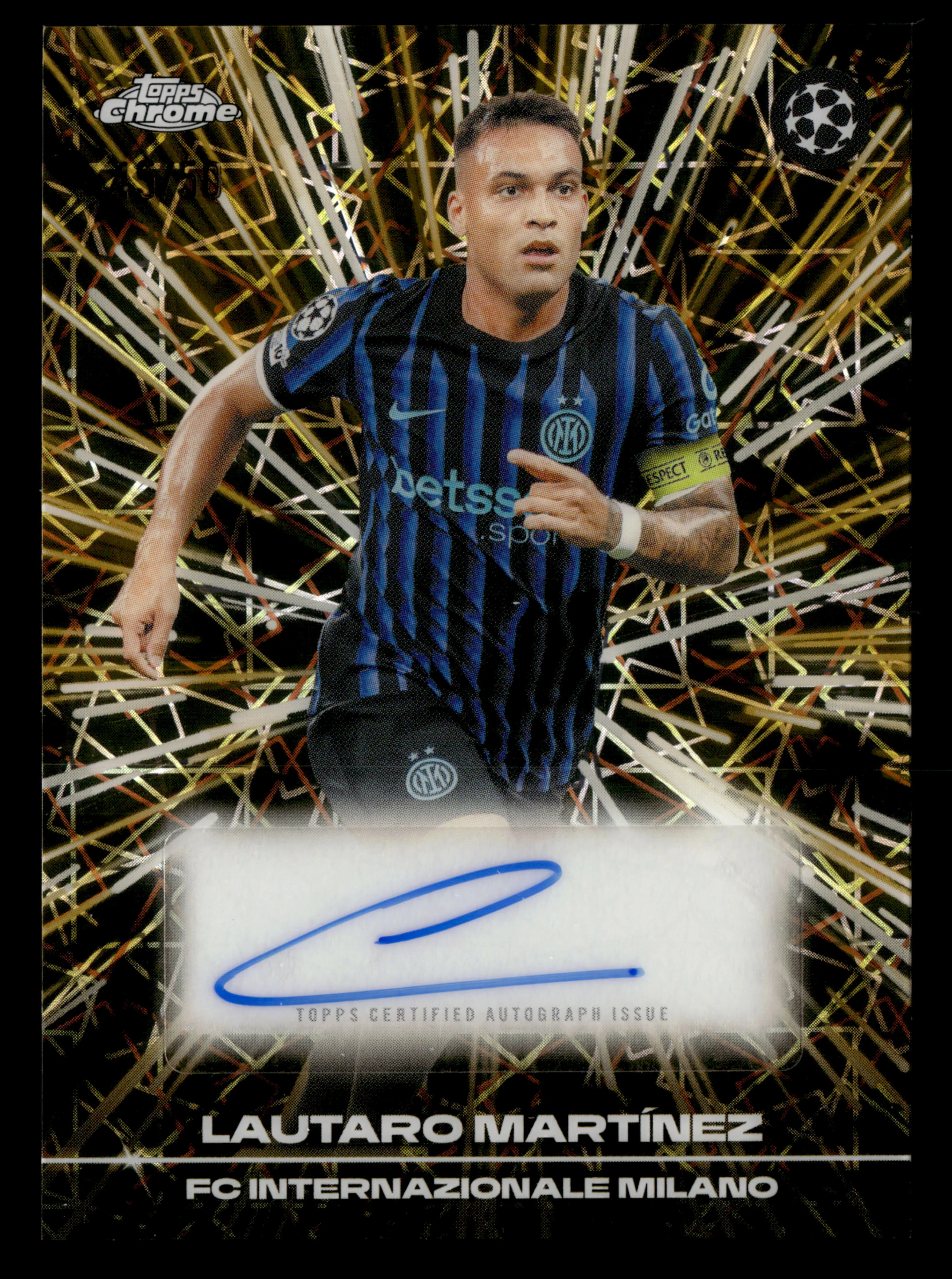 2025-26 Topps Chrome UCC #BLA-MA Lautaro Martínez Black/Gold Lazer #/50