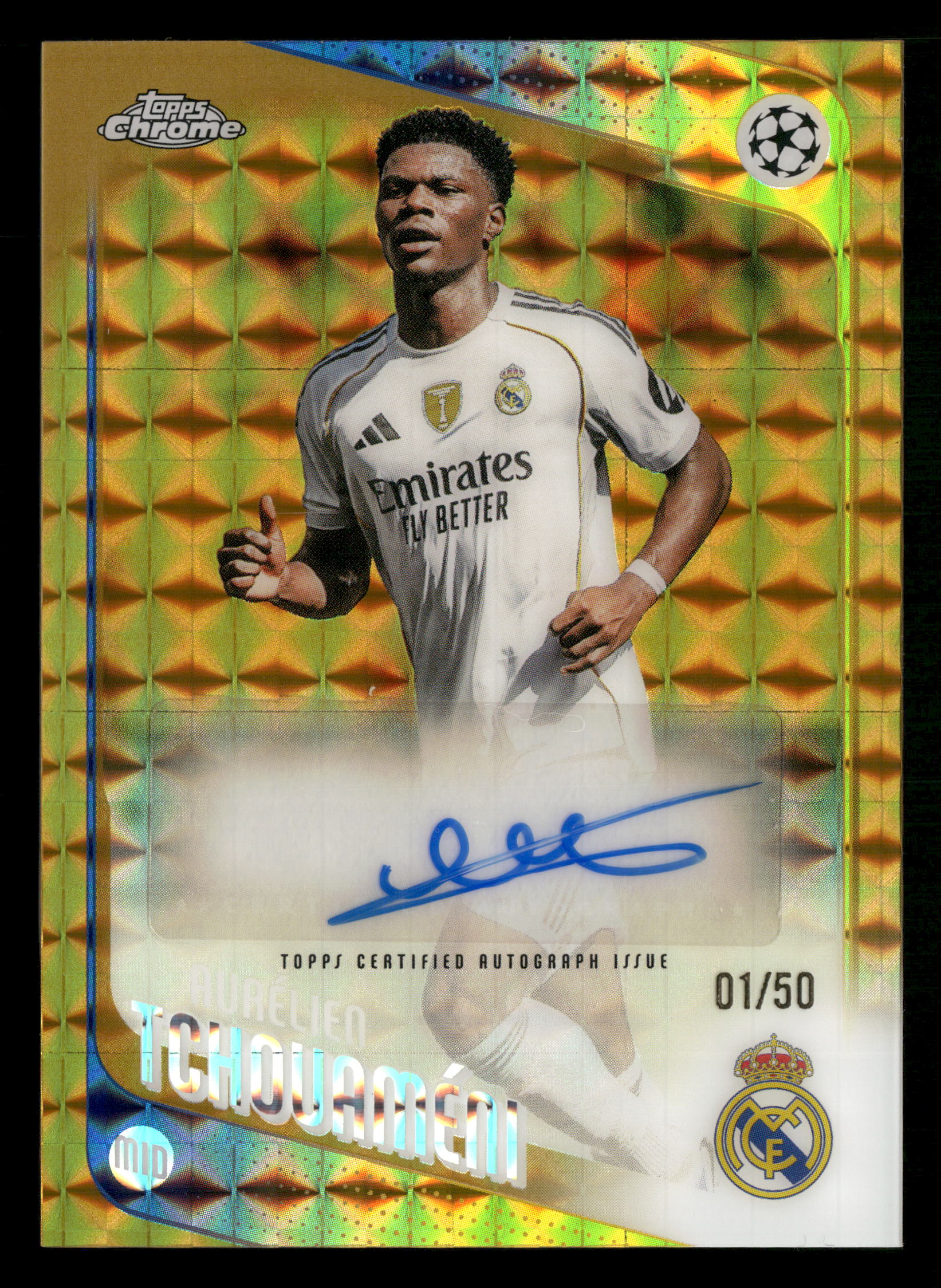 2025-26 Topps Chrome UCC #CA-AT Aurélien Tchouaméni Chrome Auto Gold #/50