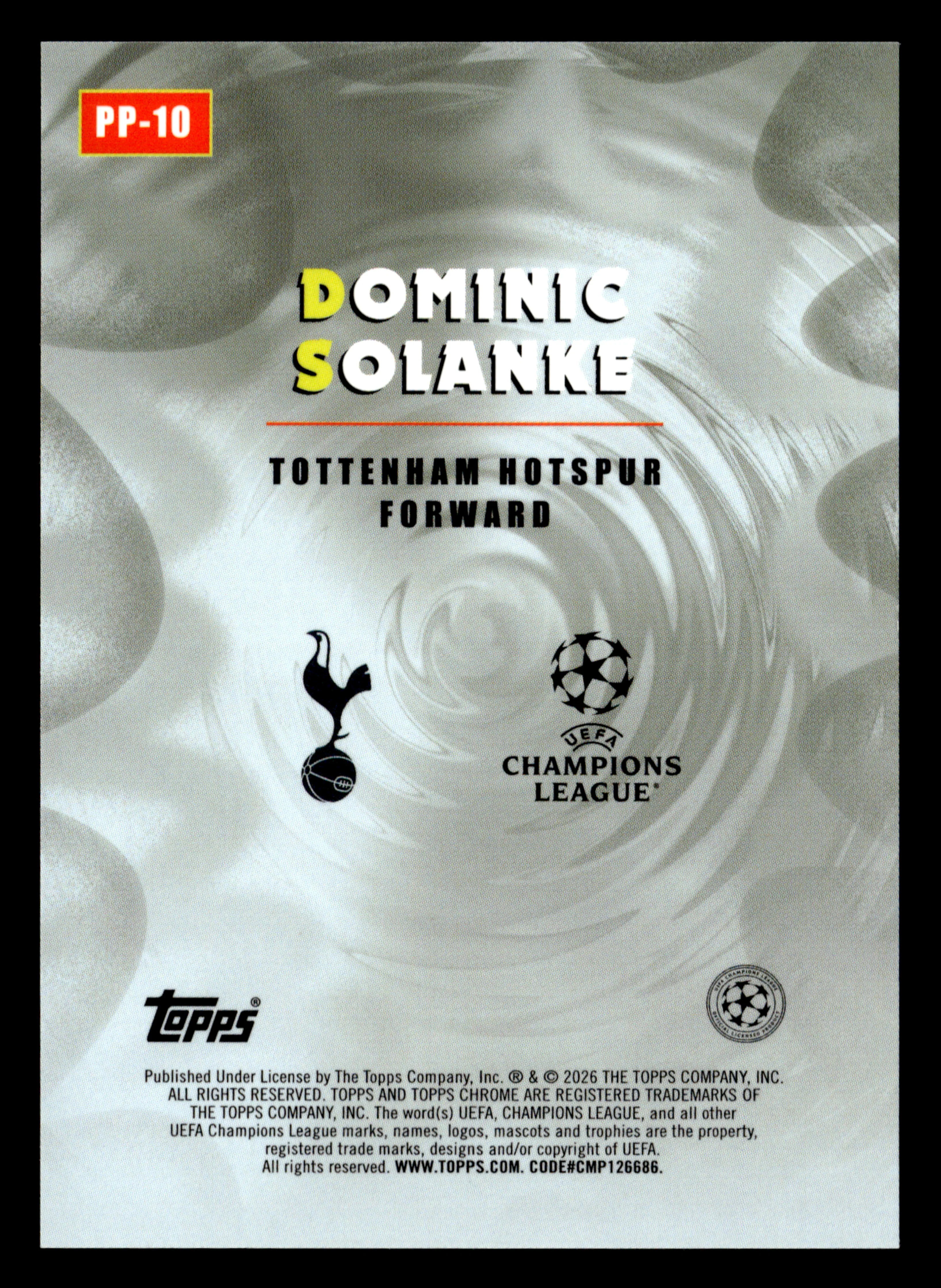 2025-26 Topps Chrome UCC #PP-10 Dominic Solanke Power Players Aqua #/199 - Image 2
