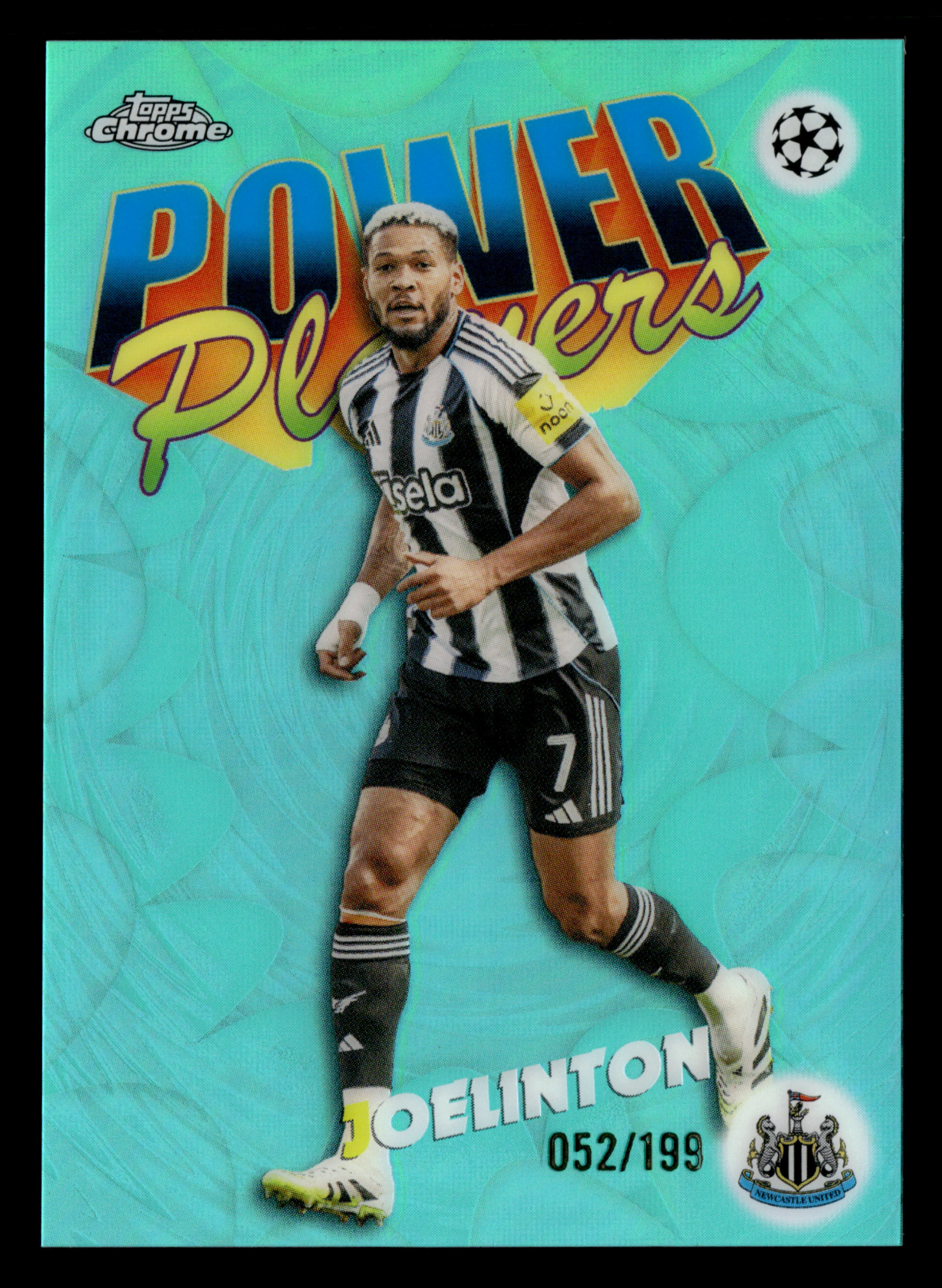 2025-26 Topps Chrome UCC #PP-5 Joelinton Power Players Aqua Refractor #/199