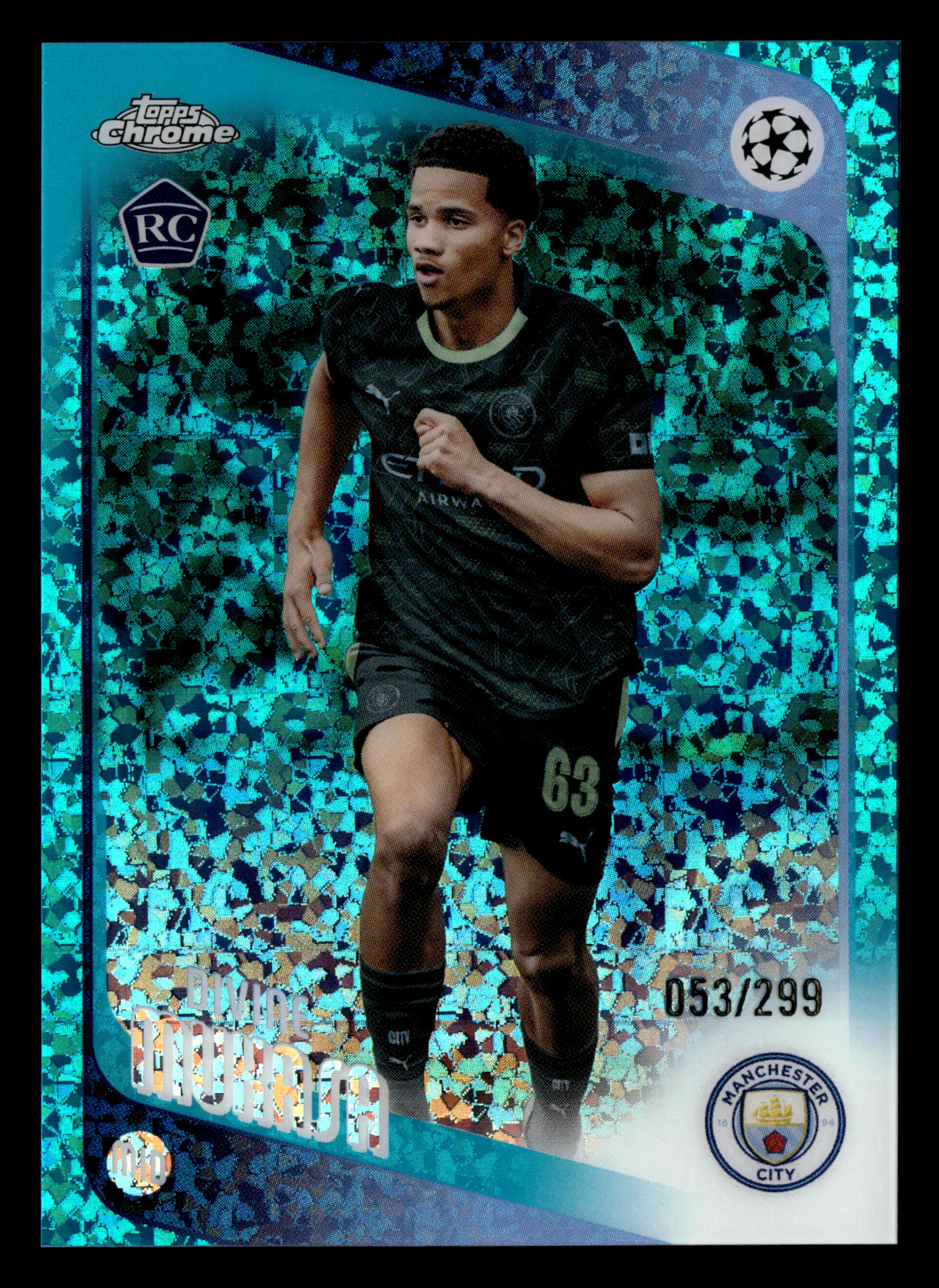 2025-26 Topps Chrome UEFA Club Comp #49 Divine Mukasa Teal Mini-Diamonds #/299