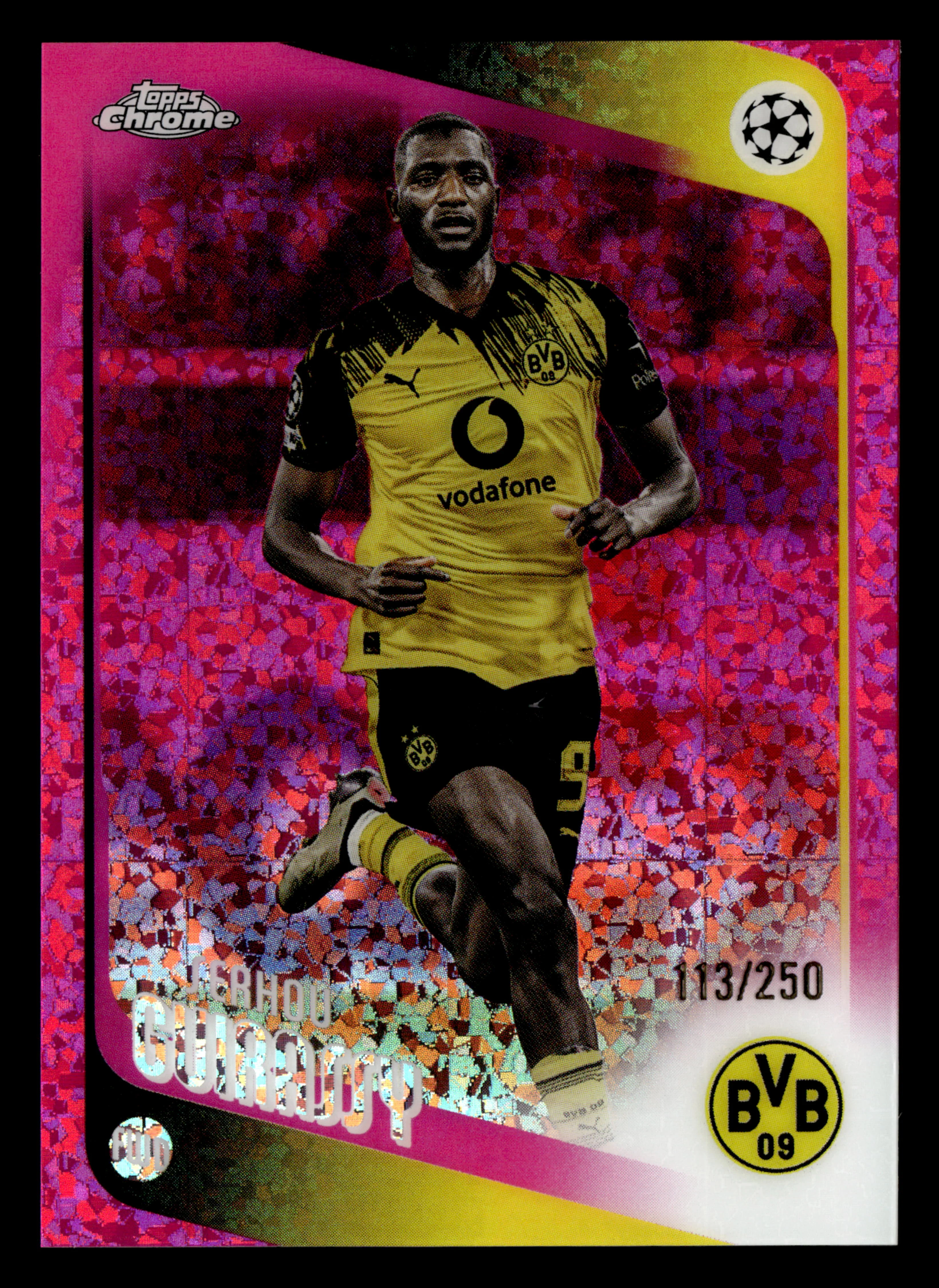 2025-26 Topps Chrome UEFA Club Comp #59 Serhou Guirassy Pink Mini-Diamonds #/250