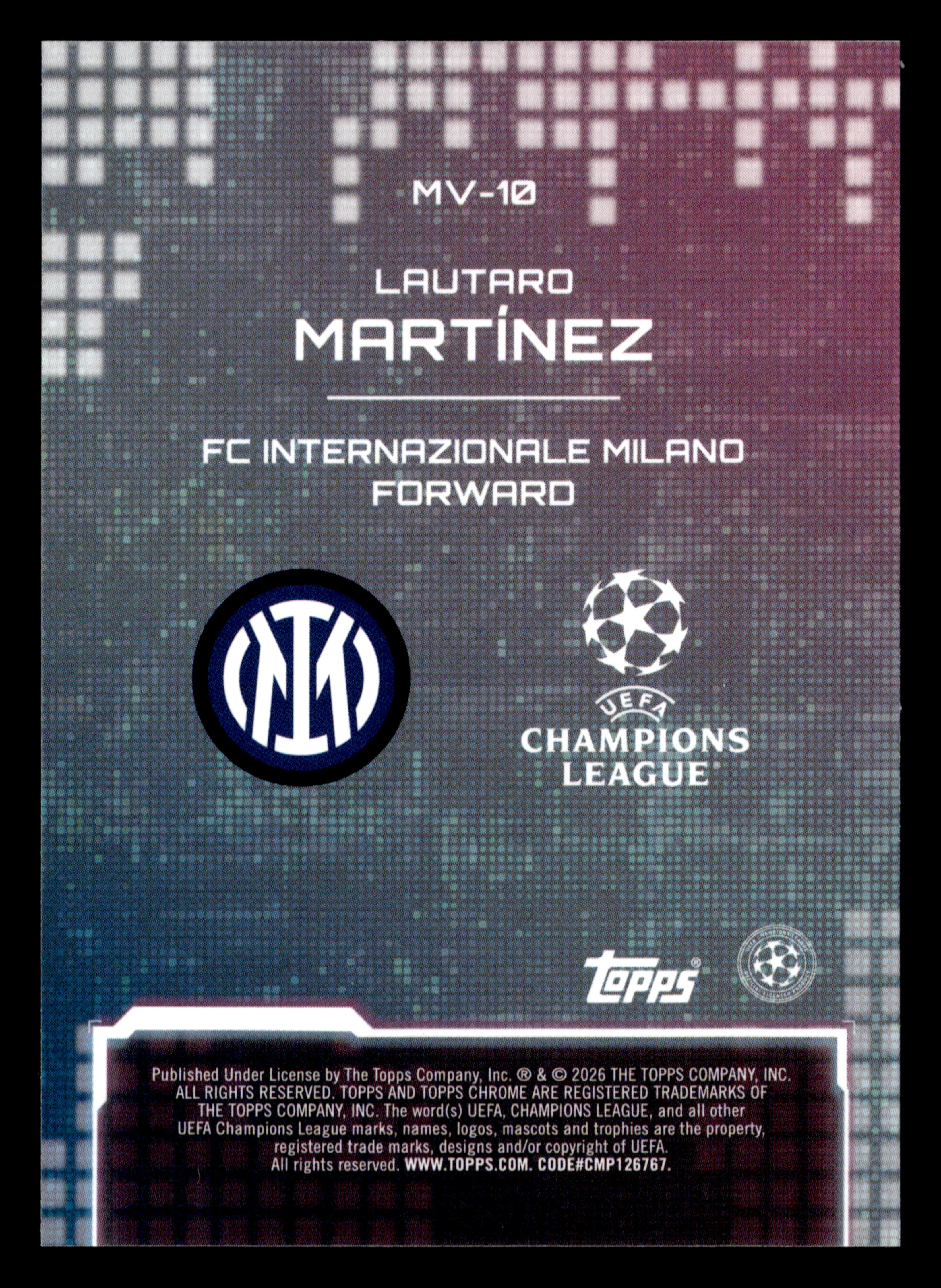 2025-26 Topps Chrome UEFA Club Competitions #MV-10 Lautaro Martínez Metaverse - Image 2